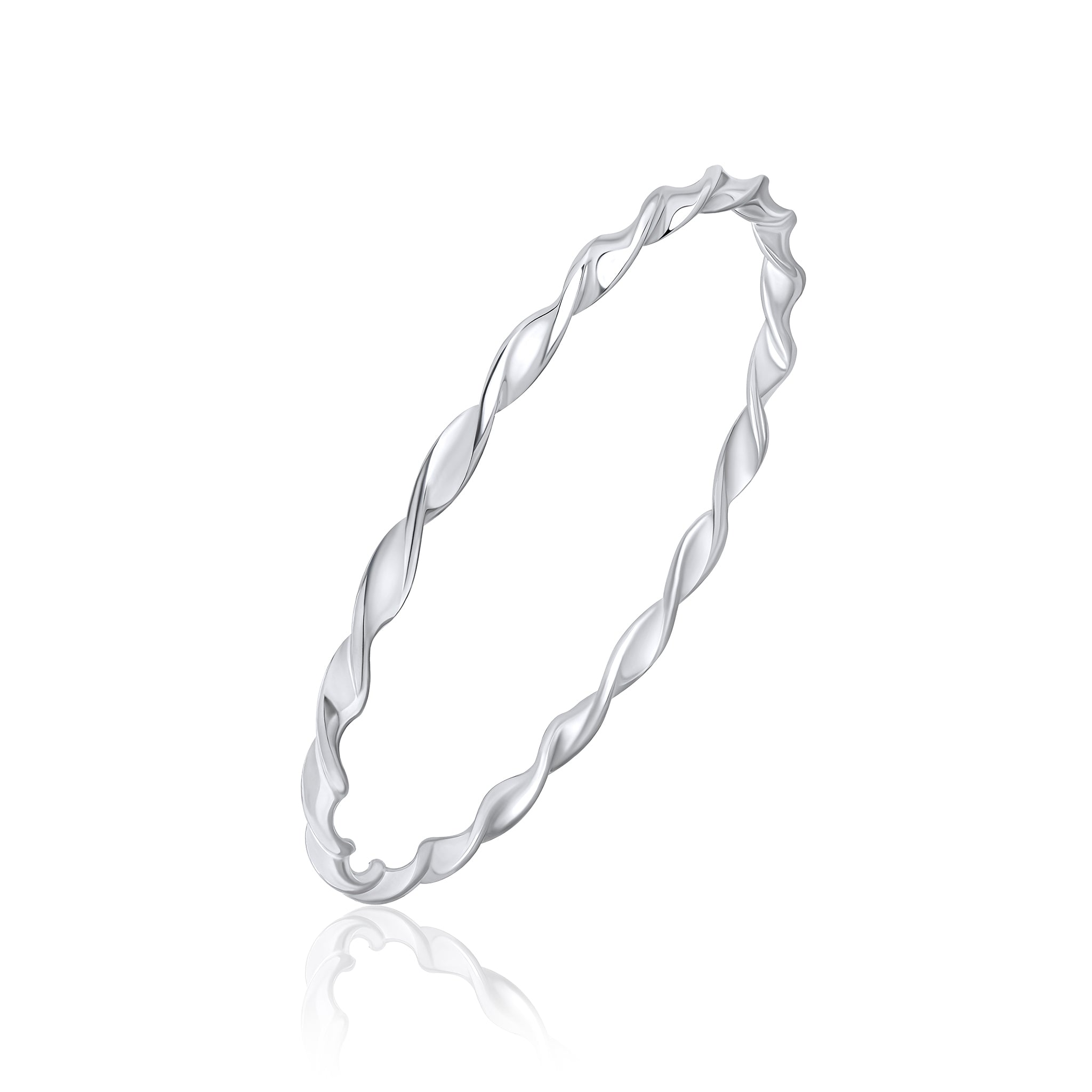 Silver 4mm Round Shape Loose Twist Bangle