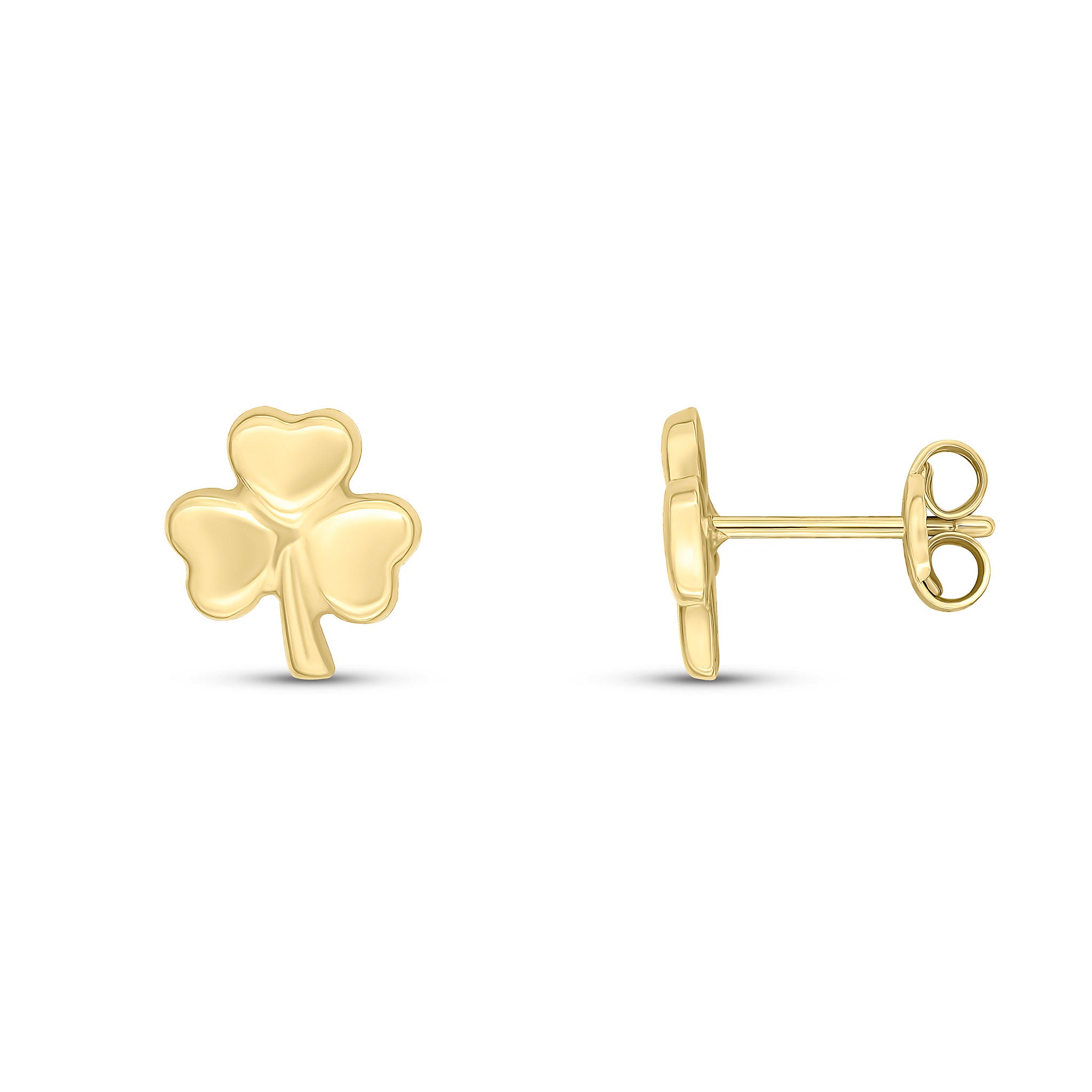 9ct Yellow Gold Polished Finish Shamrock Stud Earrings