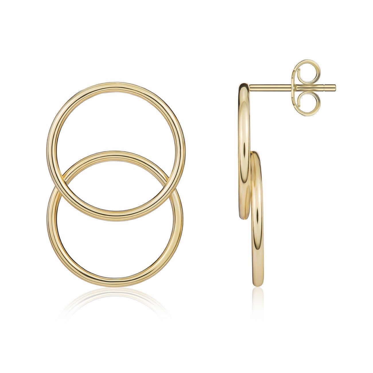 9ct yellow gold Overlapped Open Circles Earrrings