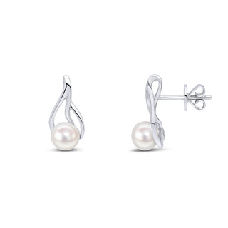 9ct white gold cultured Freshwater 5mm Pearl Tearoundrop Stud Earrings