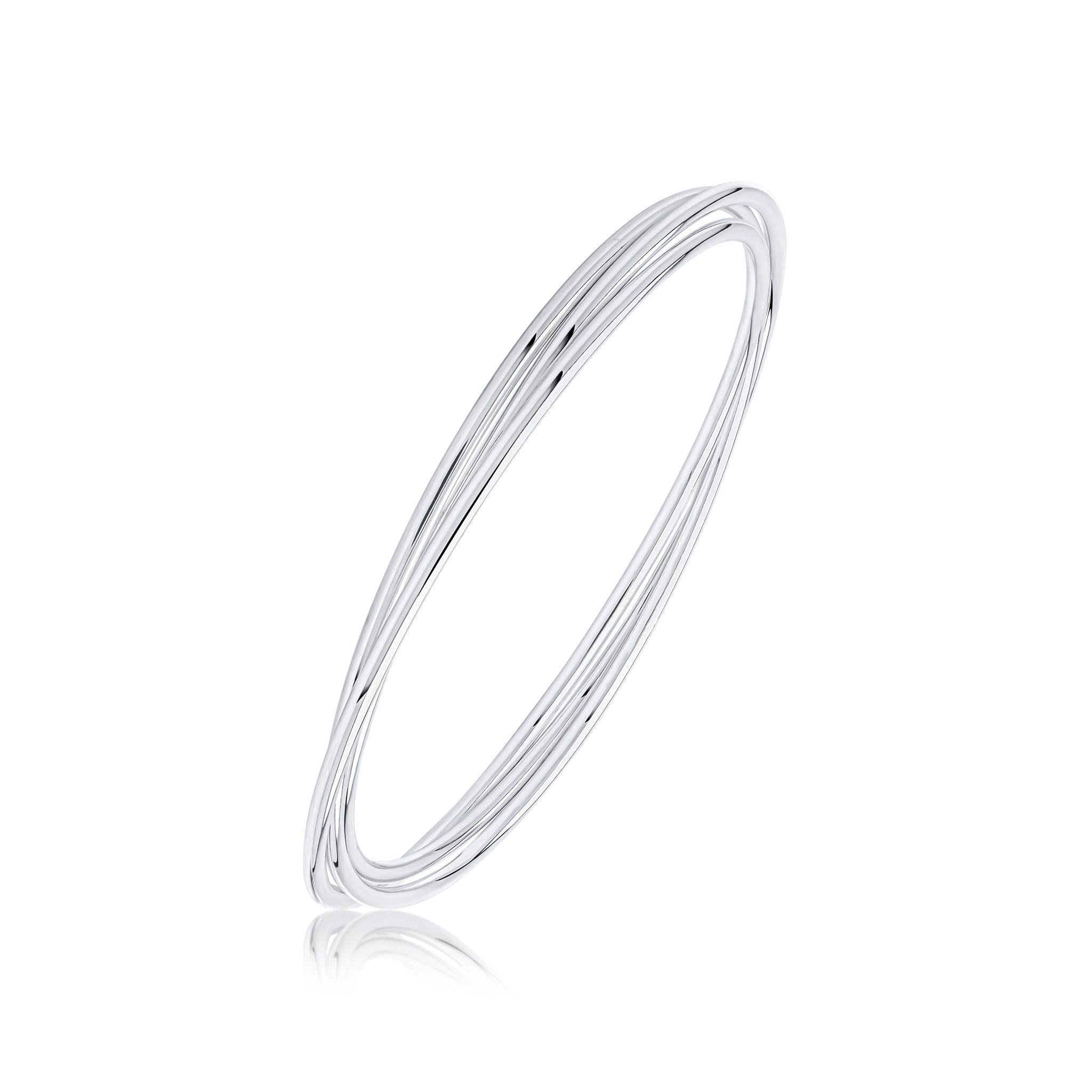 Silver 2mm Round Section Russian Bangle