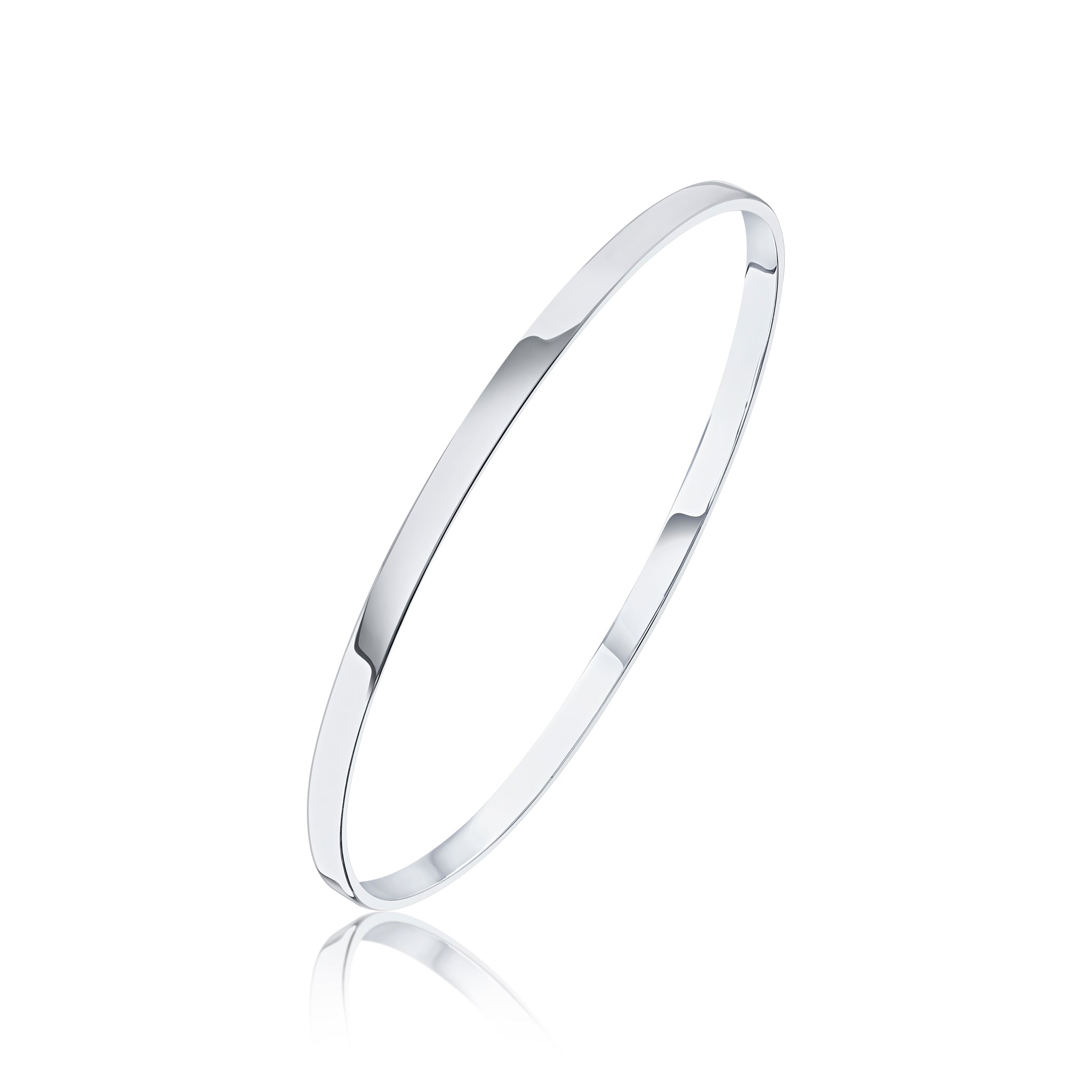 925 Sterling Silver Flat Profile Slave Bangle, 3.5mm