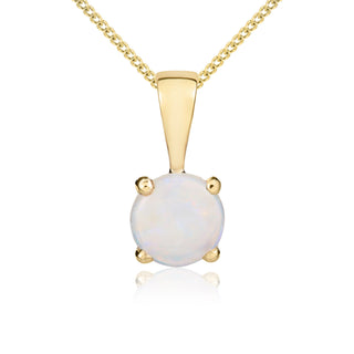 9ct yellow gold 5mm Round Opal 4 Claw Single Stone Pendant