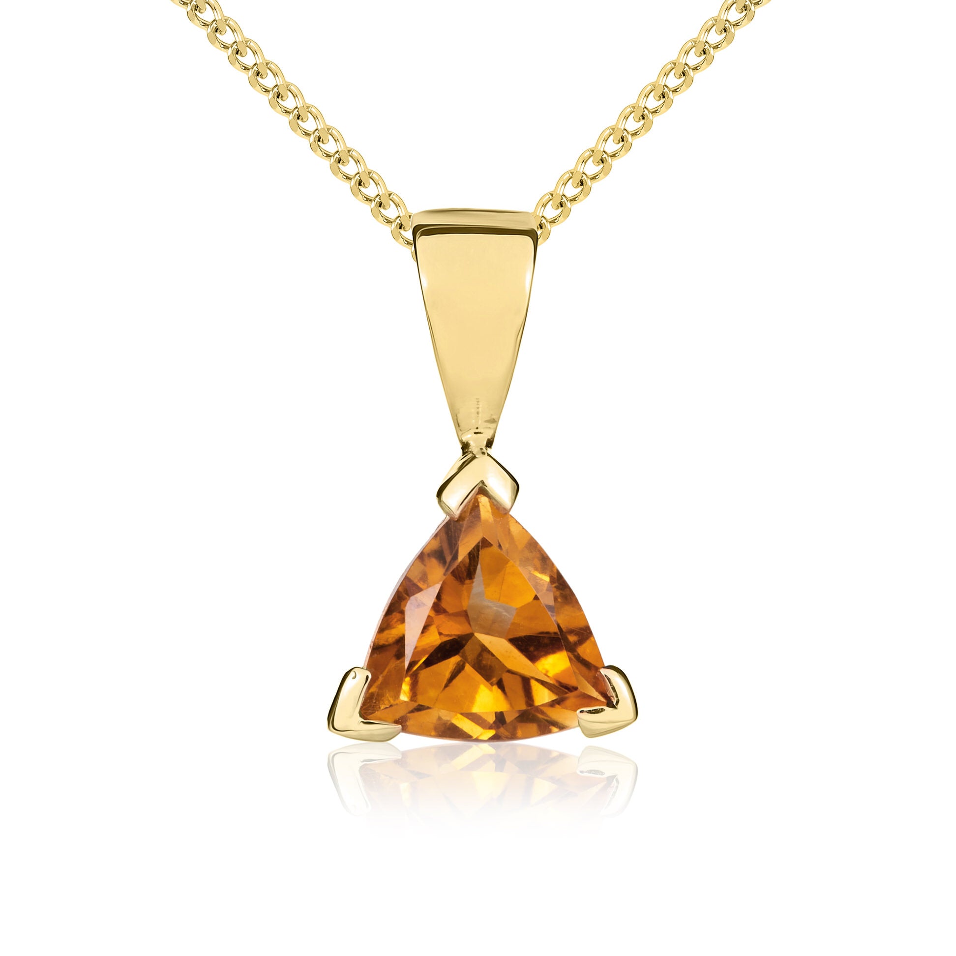 9ct Yellow Gold 6mm Trilliant Citrine Claw Set Pendant