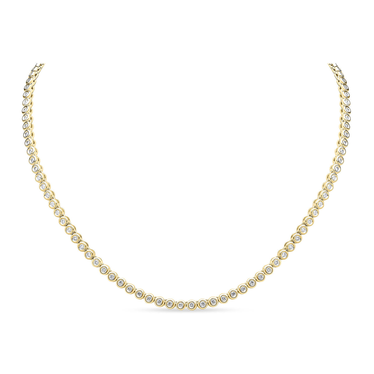 18ct Yellow Gold Brilliant Cut Diamond Rubover Line Necklace 2.50ct