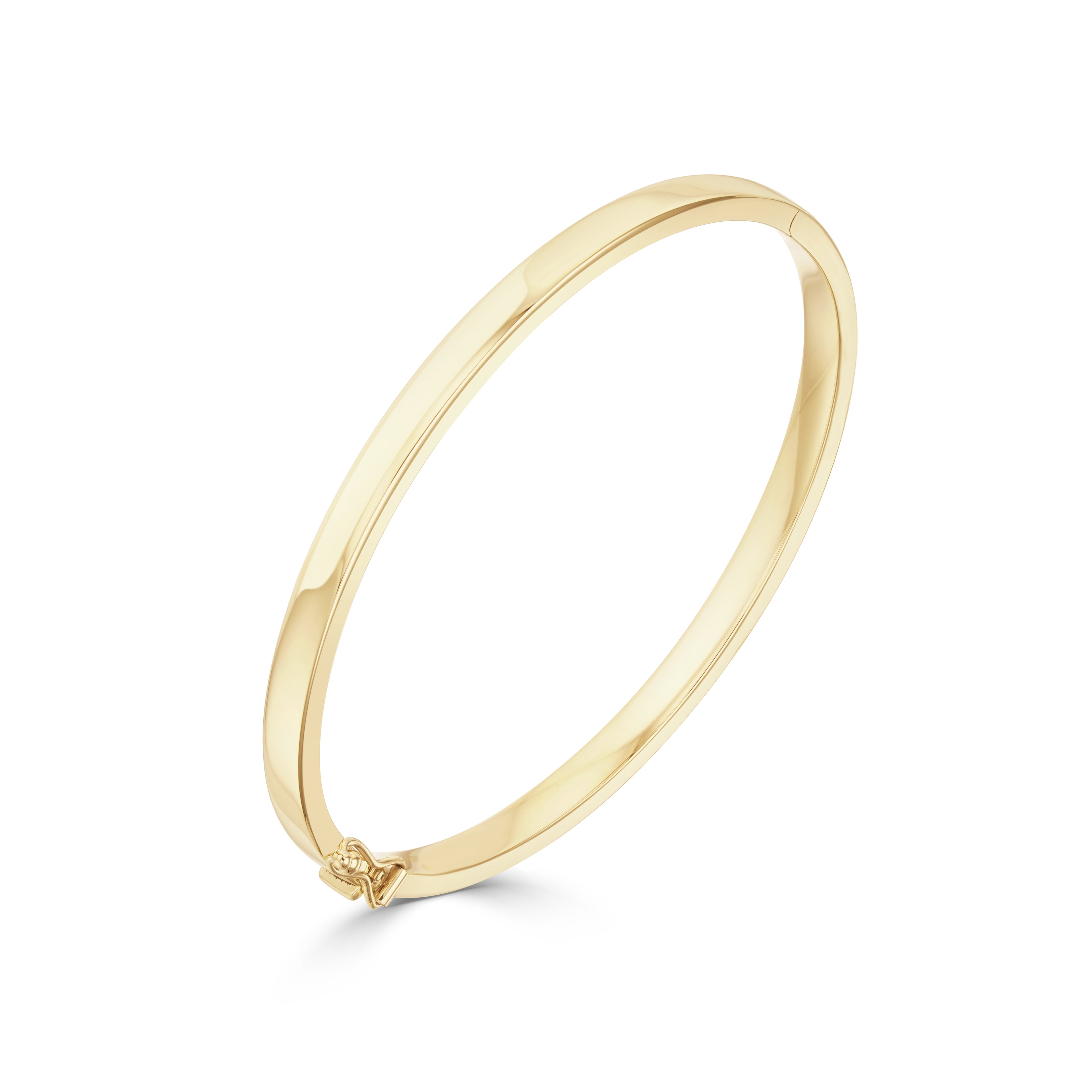 9ct Yellow Gold Square Solid Bangle 4mm (Width)