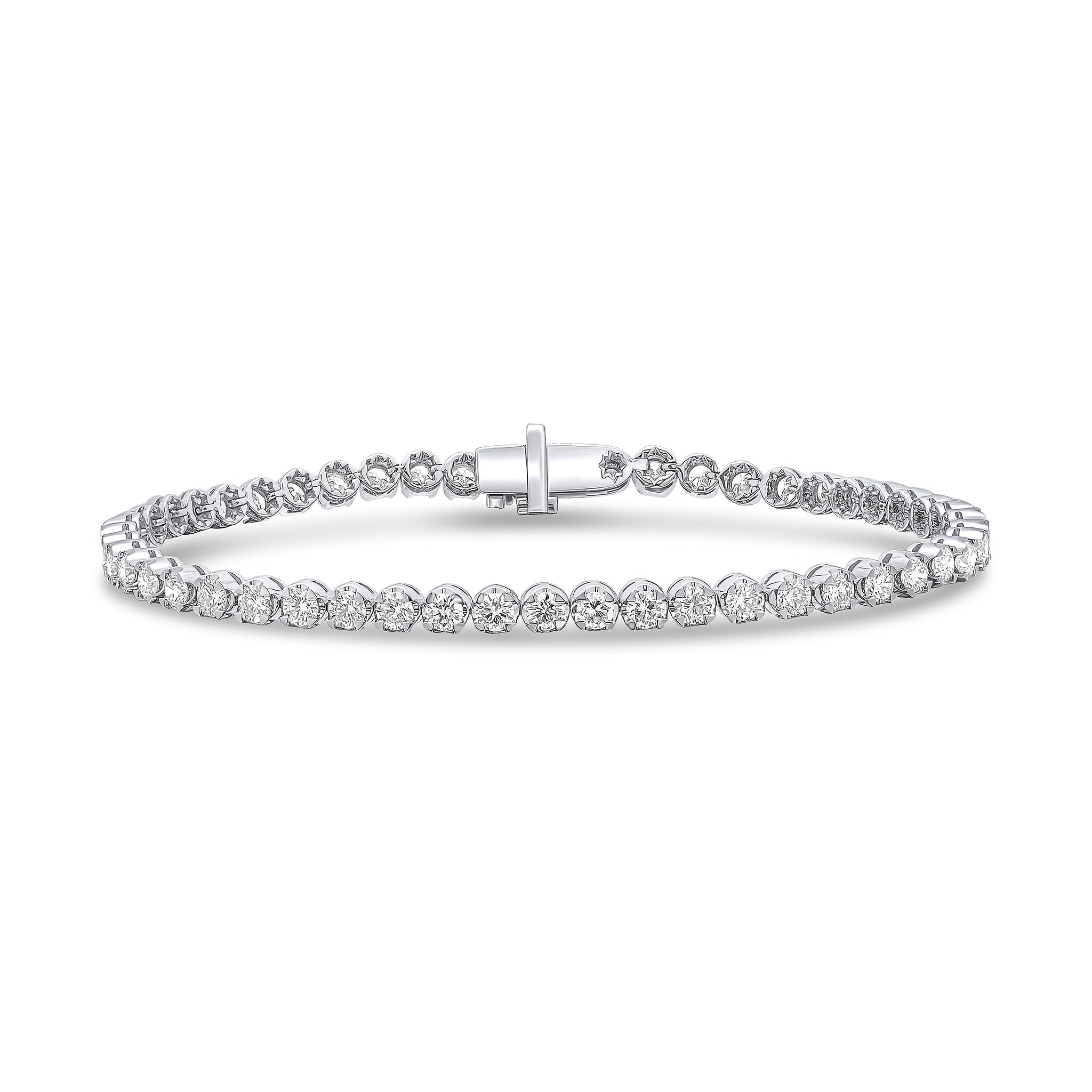 18ct White Gold Brilliant Cut Diamond Claw Set Line Bracelet 4ct