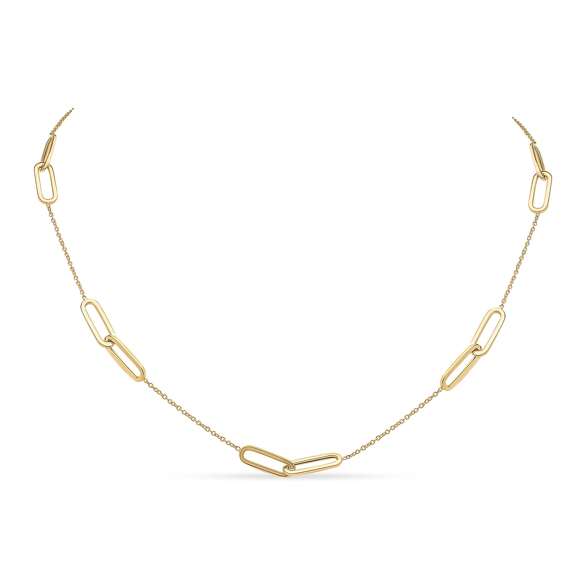 9ct Yellow Gold Chain & Double Open Oval Link Necklace 18 Inch