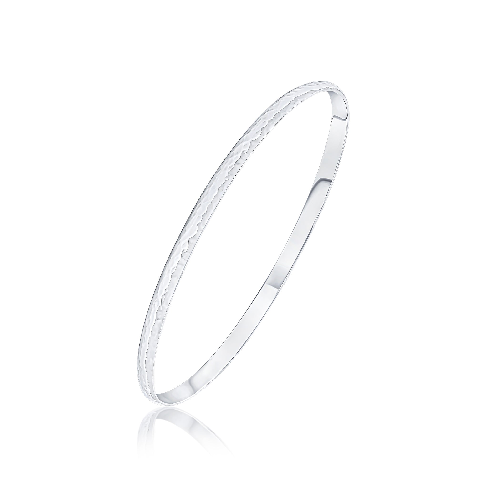 Silver 4mm Court Hammered Bangle