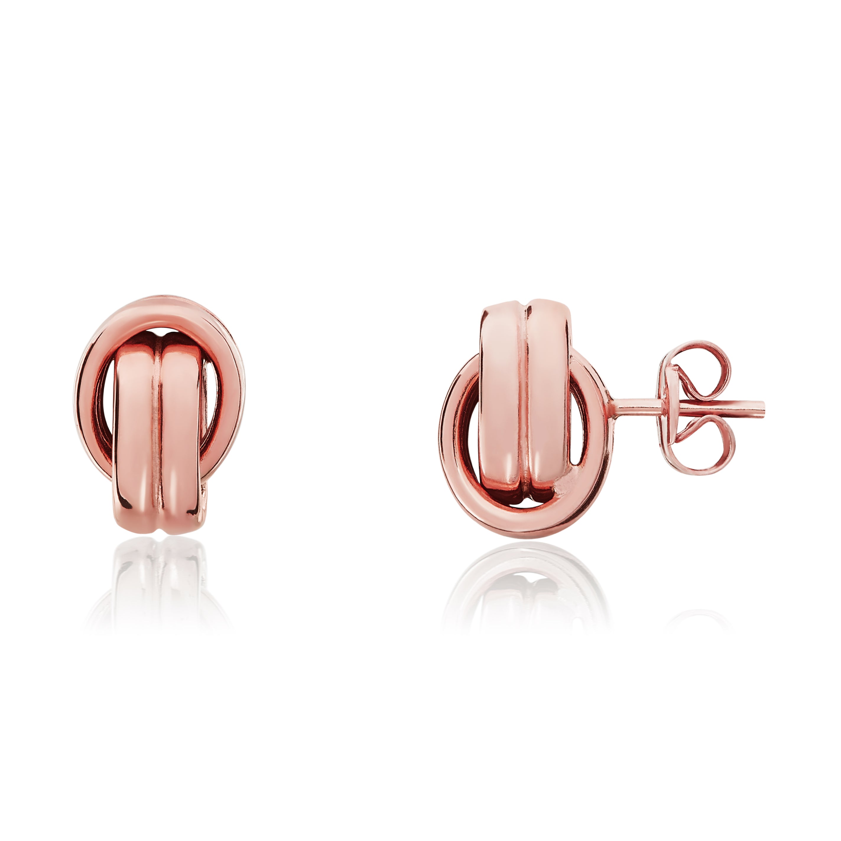 9ct Rose Gold Polished 2 Row Linked Ovals Stud Earrings