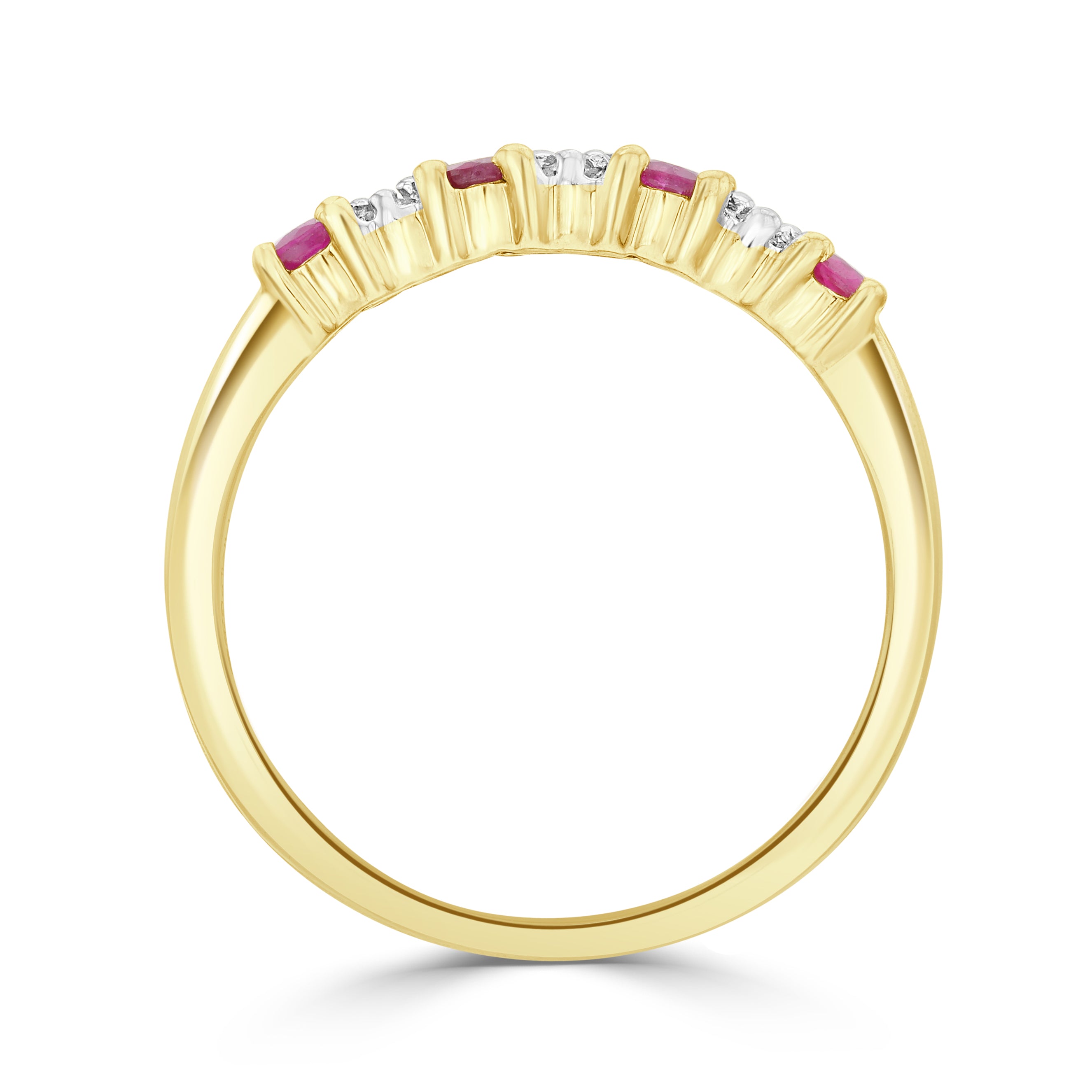 9CT YG ROUND RUBY & DIAMOND CLAW SET 7ST RING 1