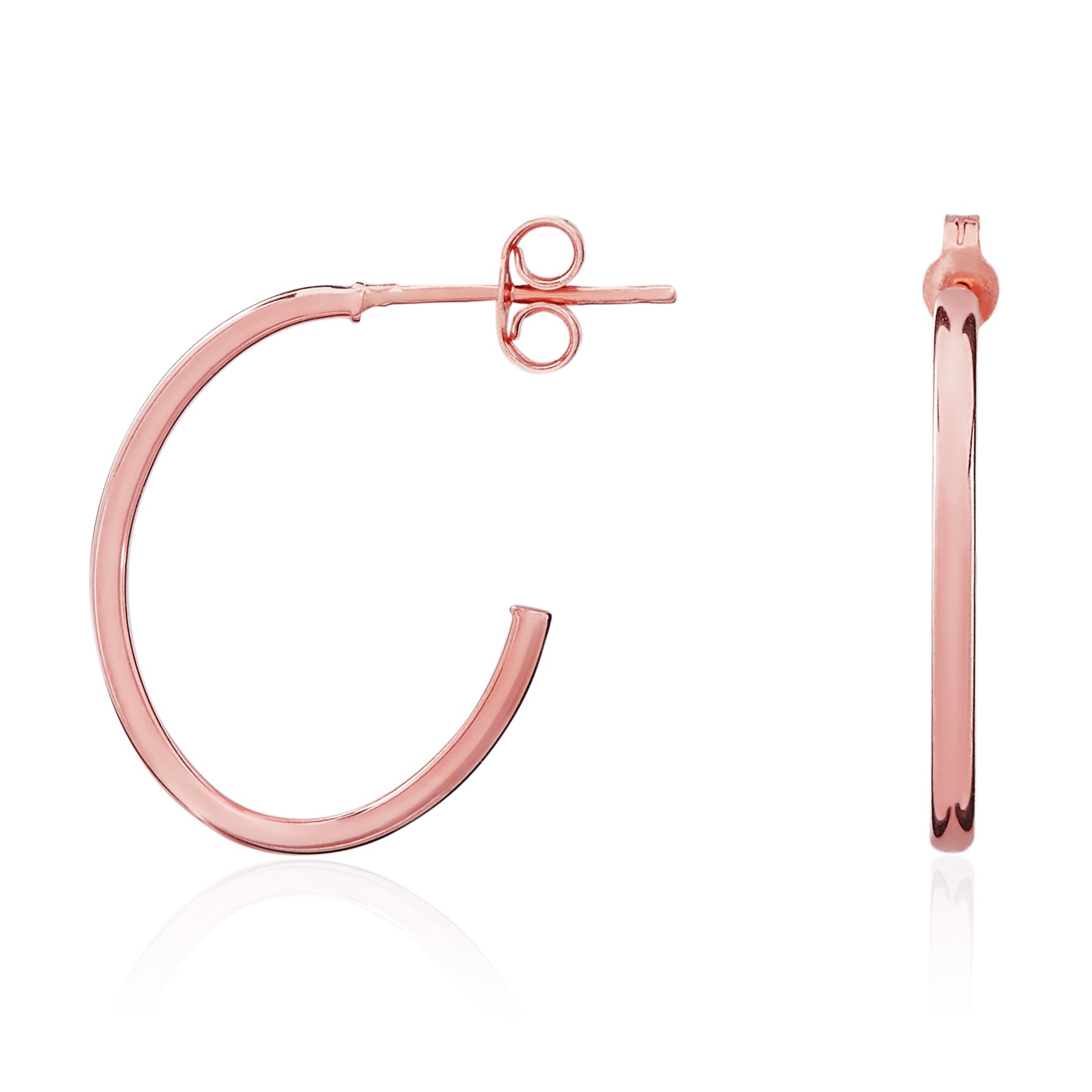 9ct Rose Gold Oval Peg & Scroll Hoop Earrings