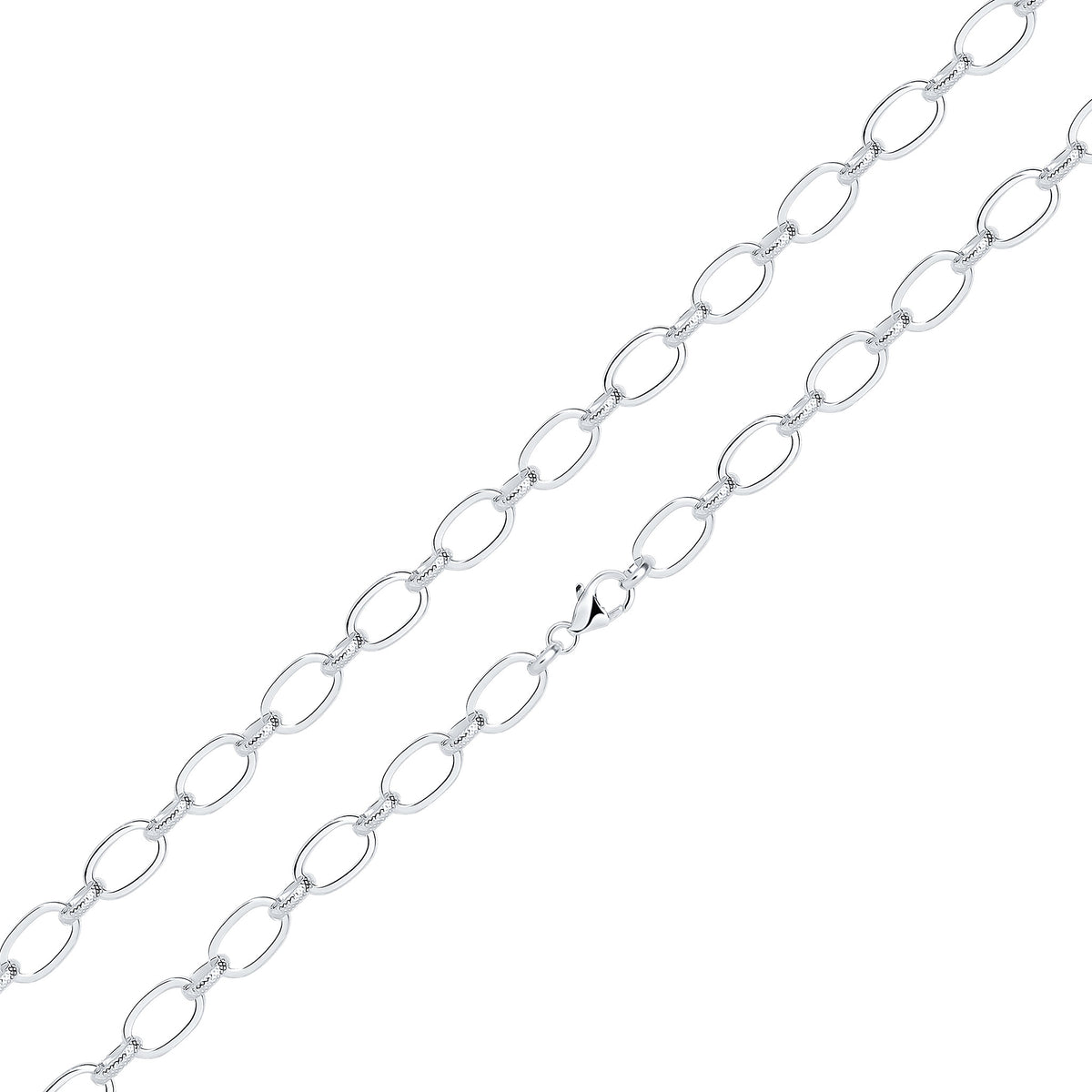 Silver 9x14mm Textured Oval Belcher 1