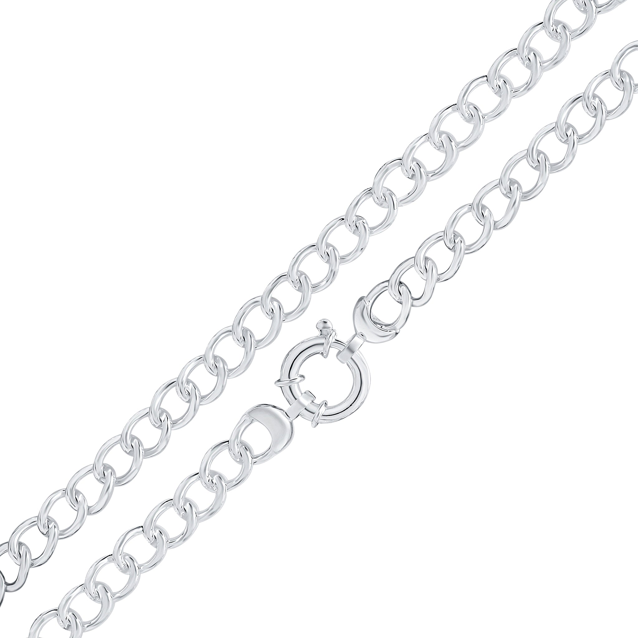Silver 9mm Curb 8" Bolt Ring