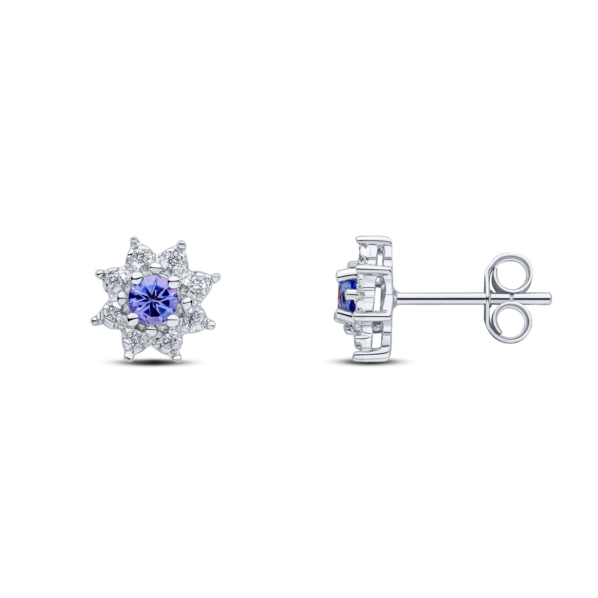 9ct White Gold Rd Tan & Diamond Clust Ers