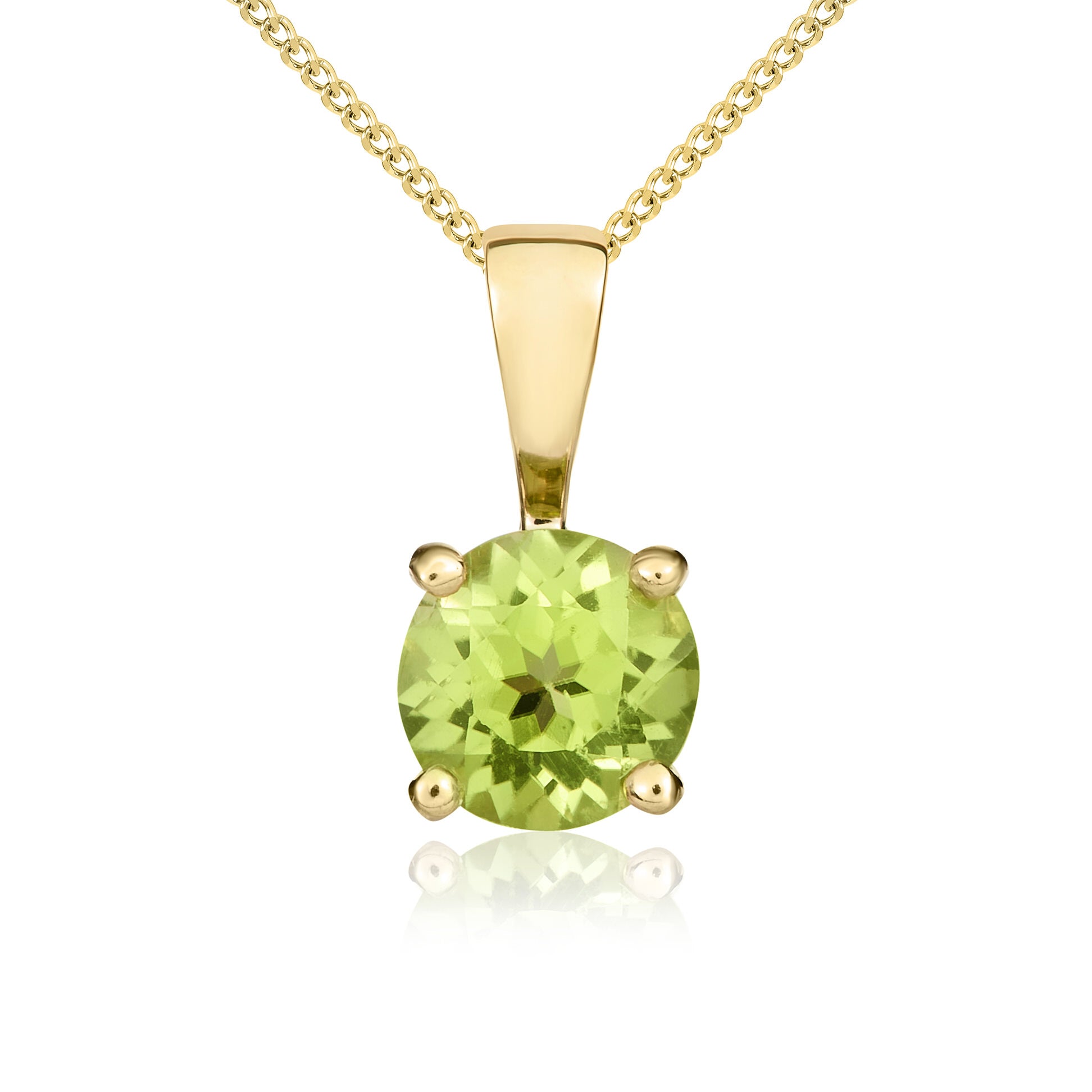 9ct Yellow Gold Round Peridot Claw Pendant