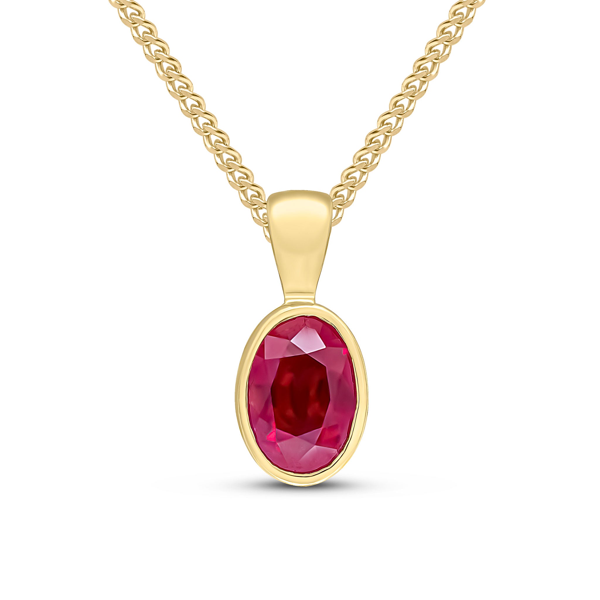 9ct Yellow Gold 7x5 Oval Ruby Rubover Pendant