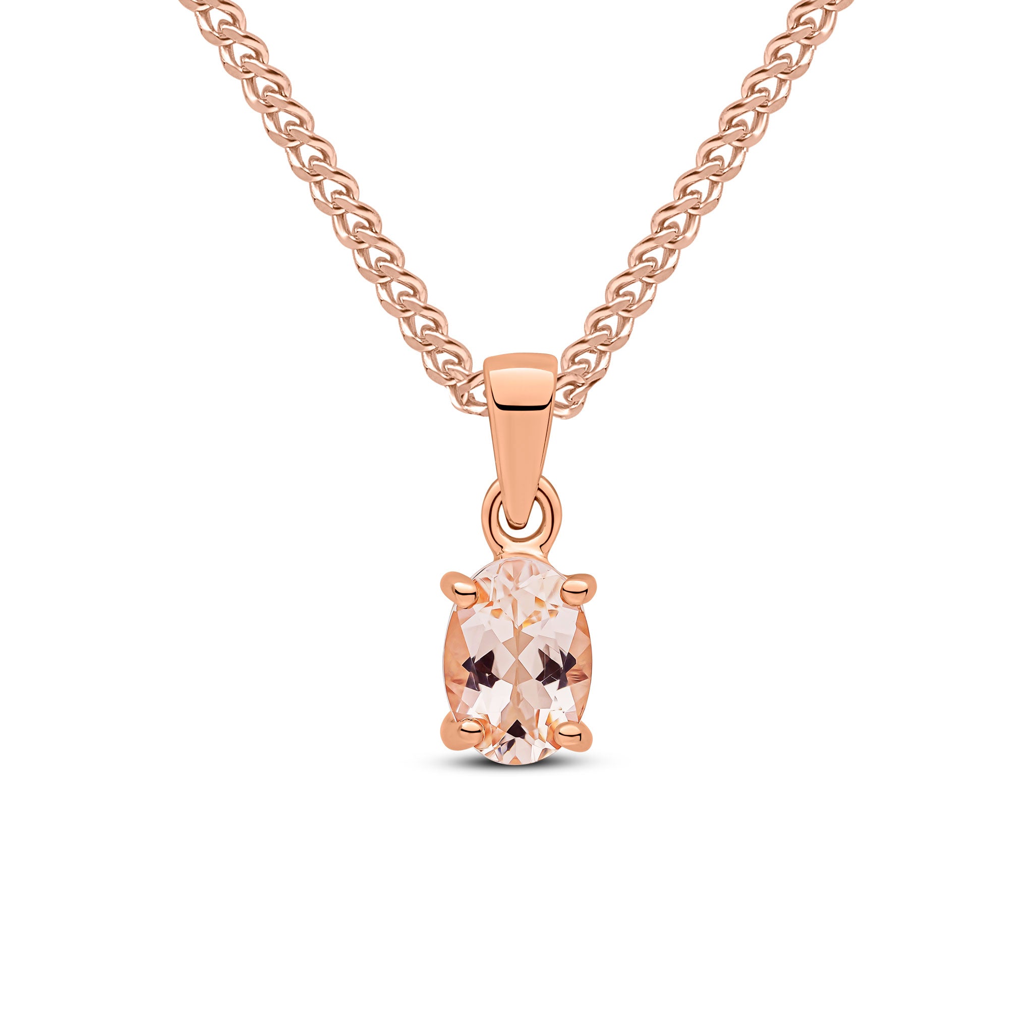9ct Rose Gold 7x5 Oval Morganite Claw Pendant