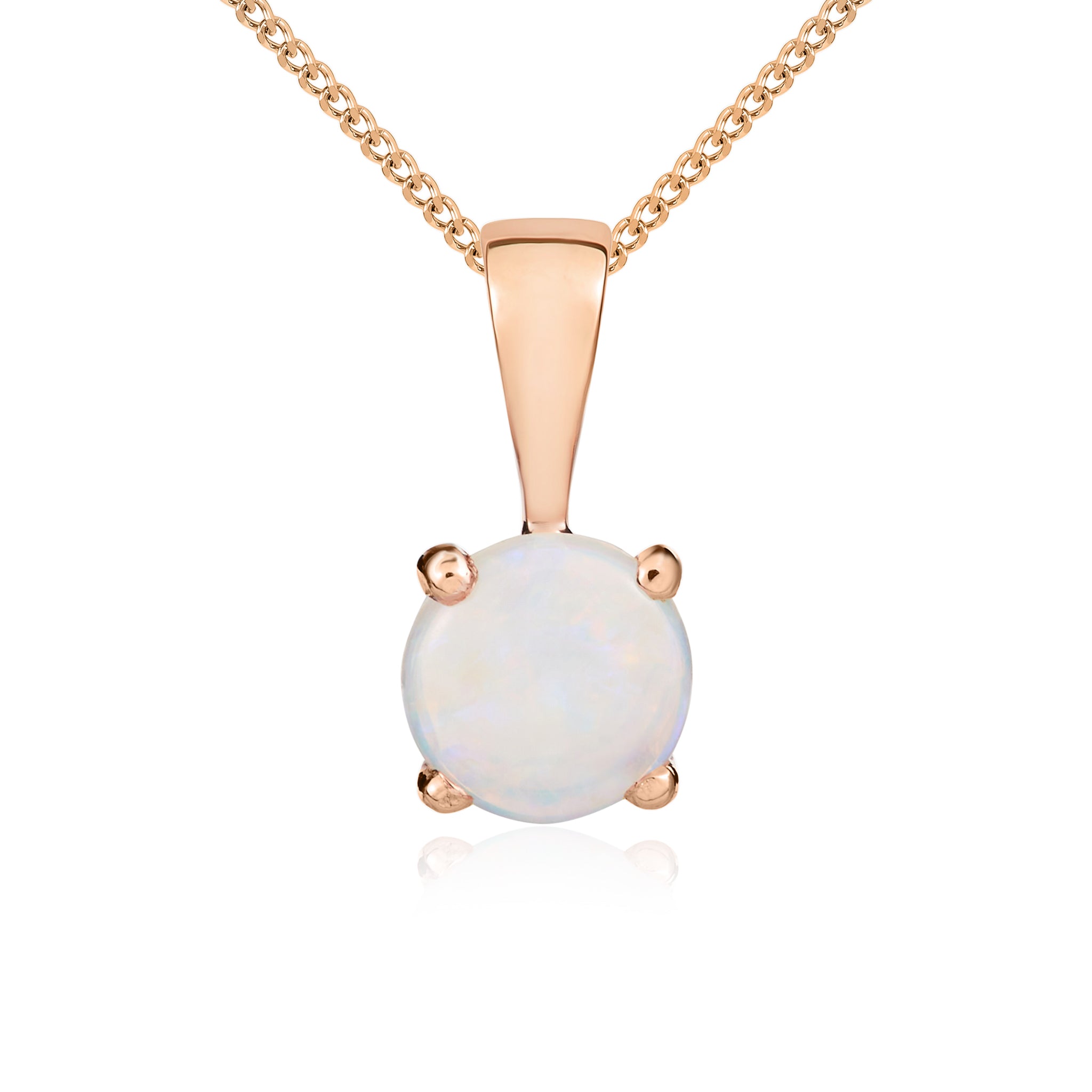 9ct rose gold 5mm 4 claw Round Opal Pendant