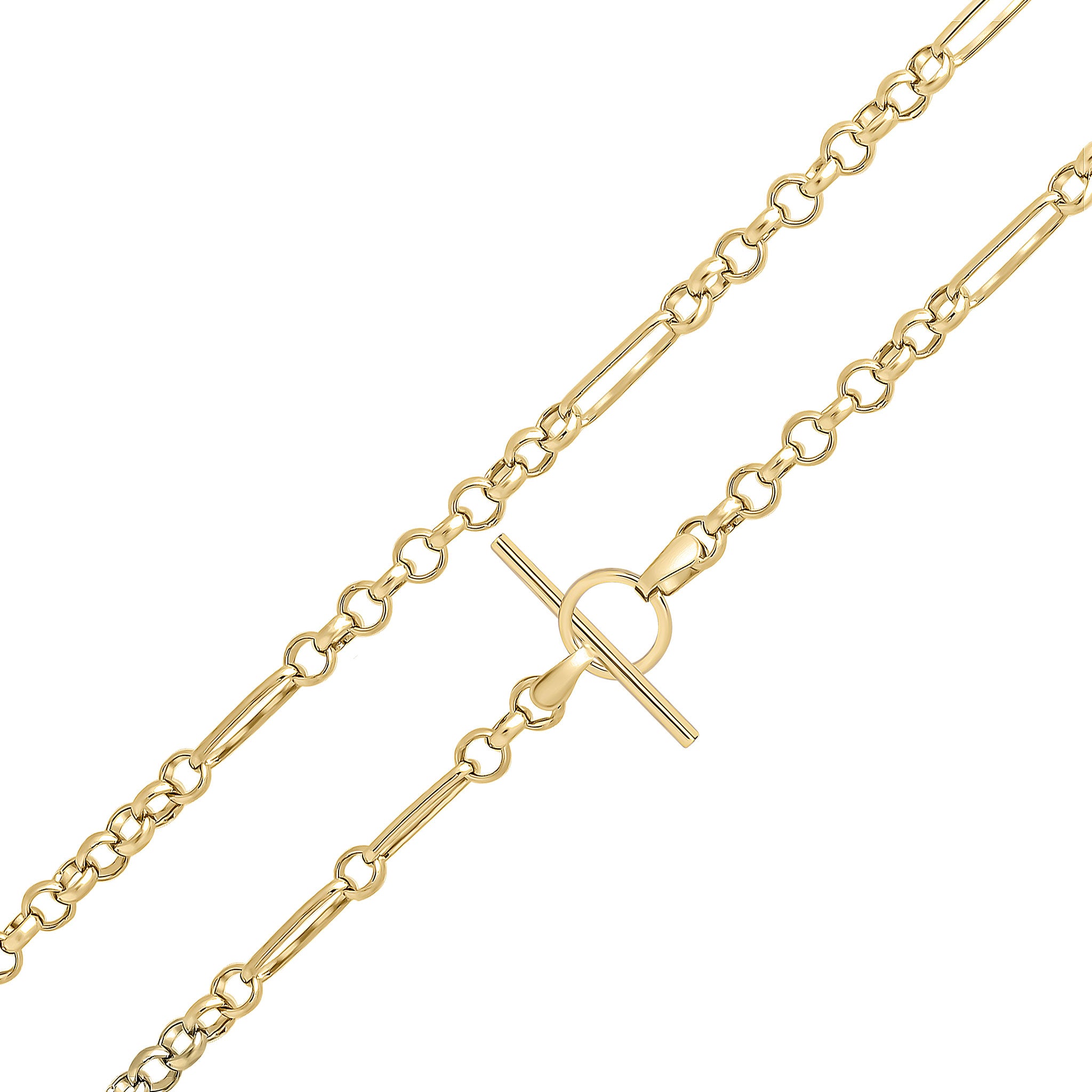 9ct Yellow Gold Long Oval Belcher T-Bar