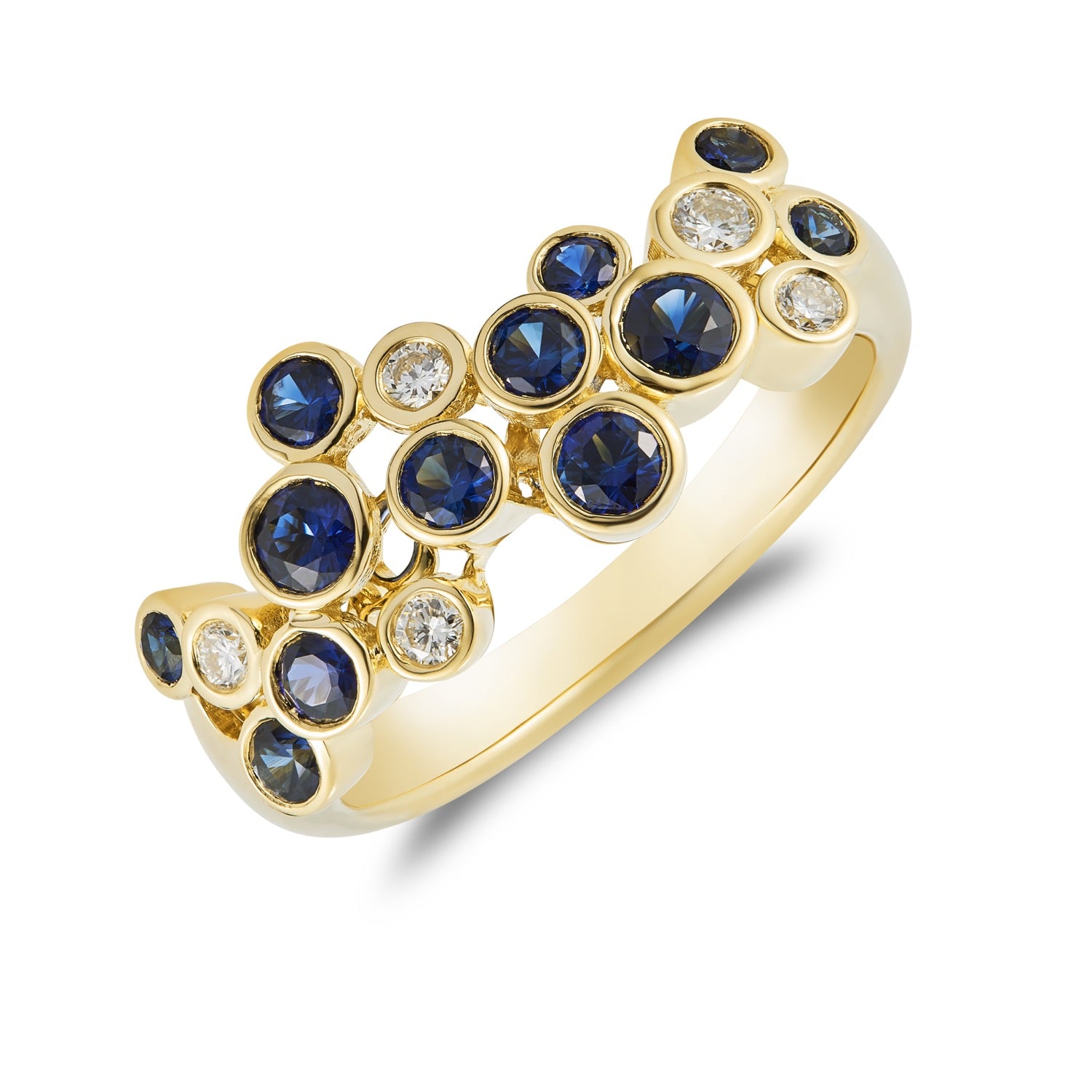 18yg Sap & Diamond Bubble Ring