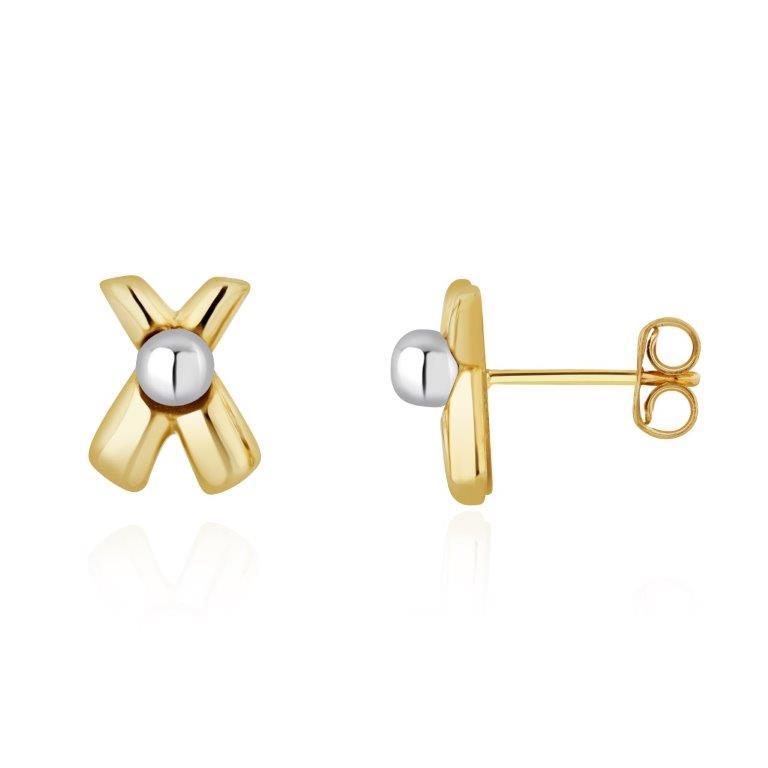 9ct yellow and white goldCross&Ball Earstuds