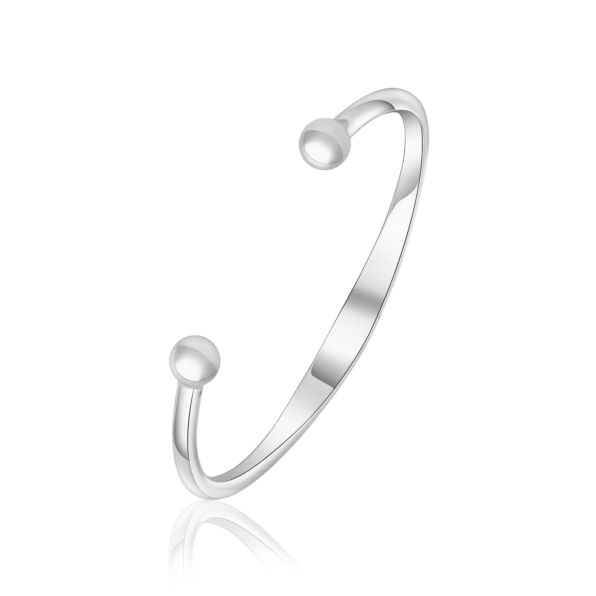 925 Sterling Silver Round Torque ID Plate Gents Bangle