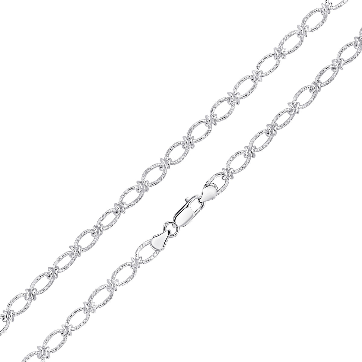 Silver 6.5mm Textured Oval Knot 1