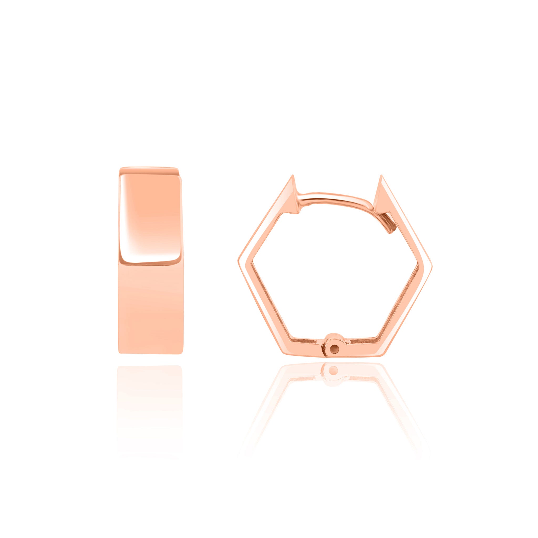 9ct rose gold Polished Hexagon Huggy Earrings