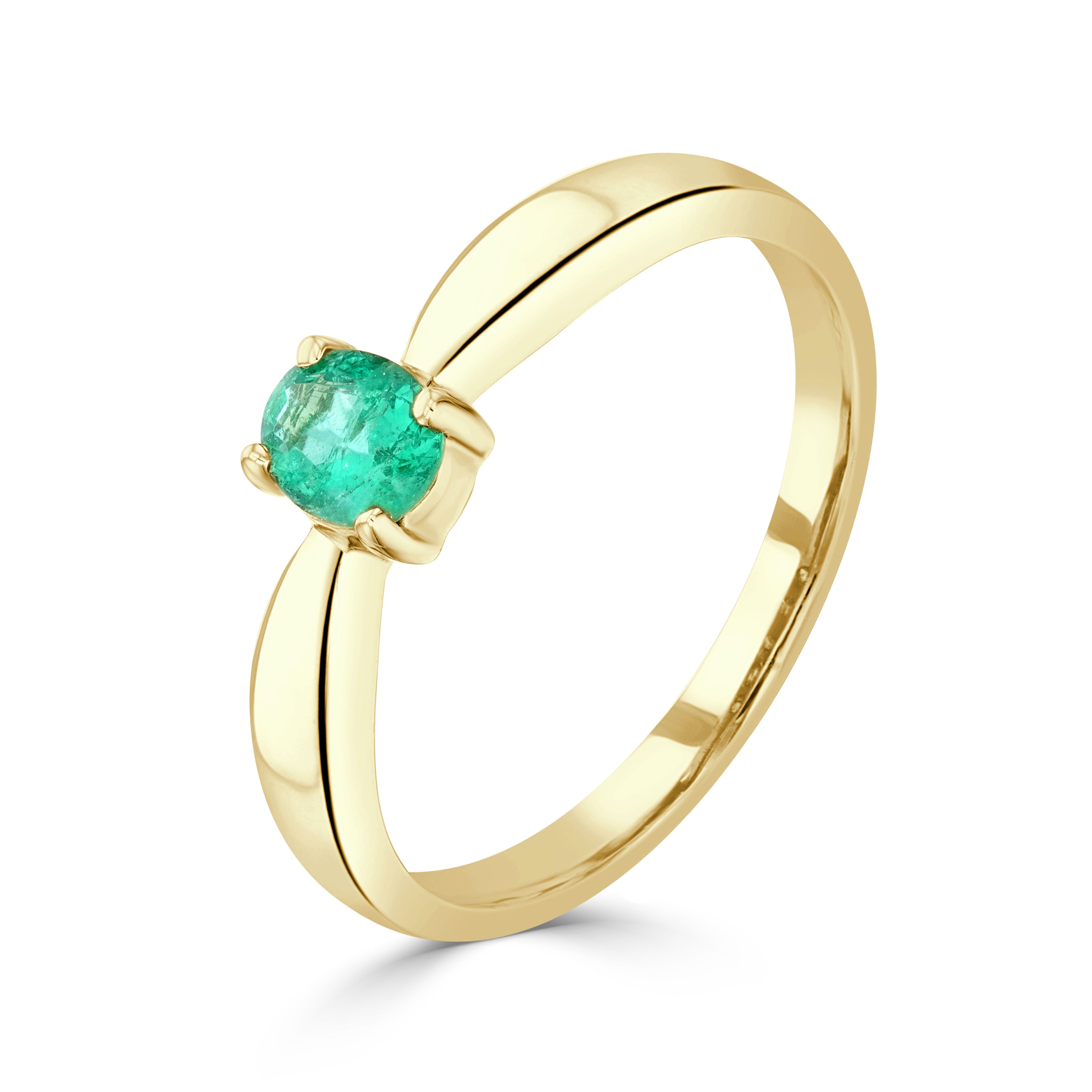 9ct Yellow Gold 5x4mm Oval Emerald Claw Set Single Stone Ring