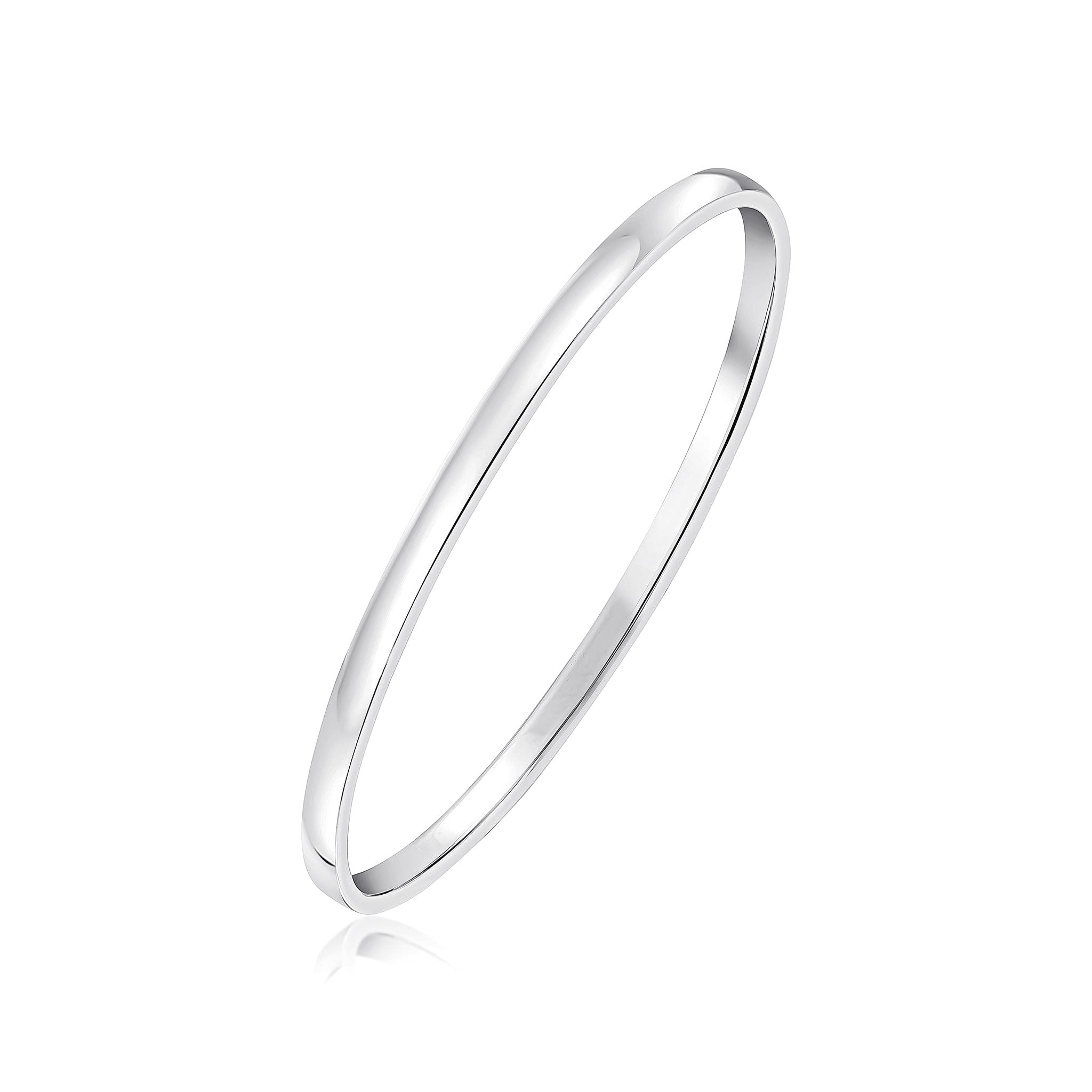 9ct White Gold Flat Shape Slave Bangle 4mm