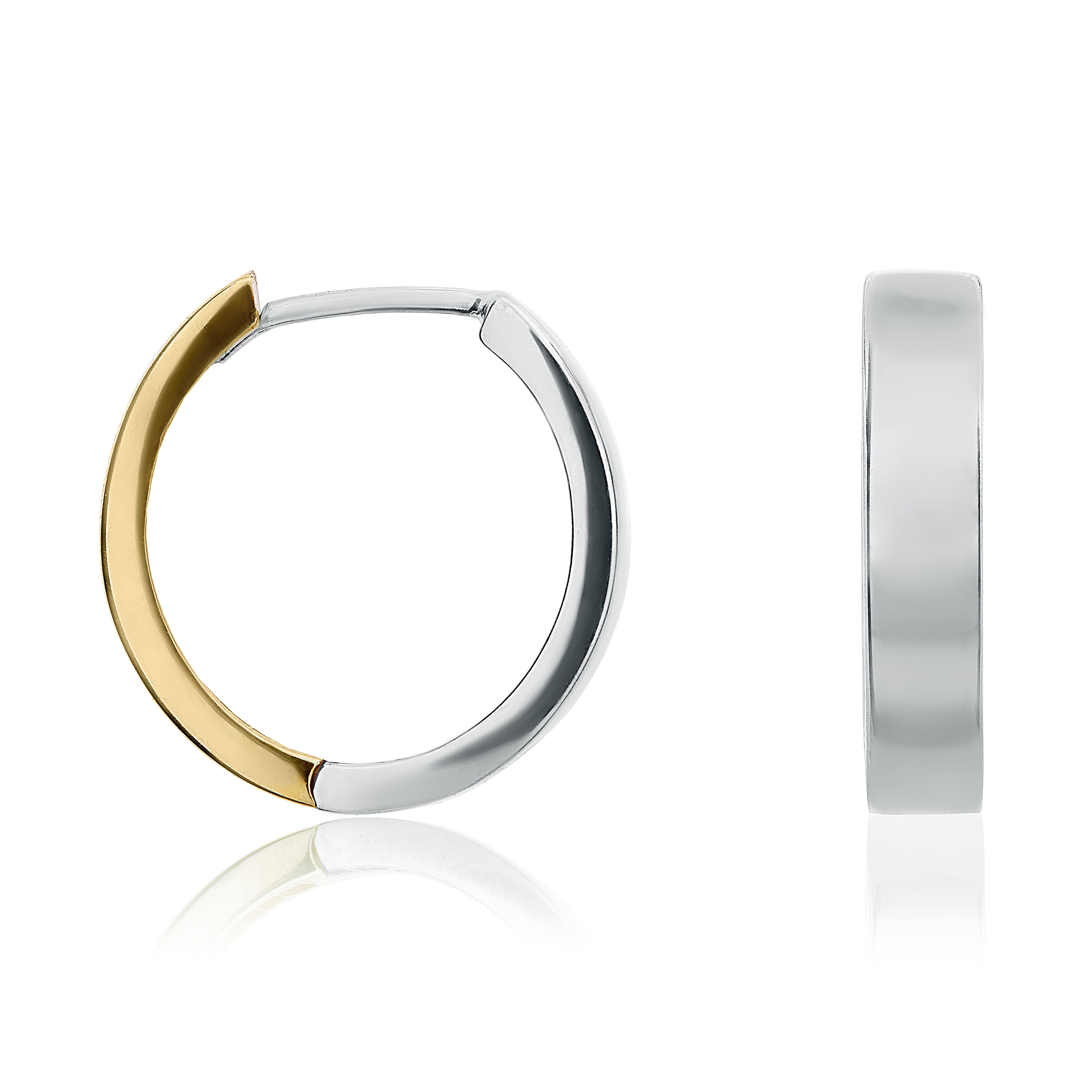 9ct Two Tone White Yellow Gold Huggy Hoop Earrings