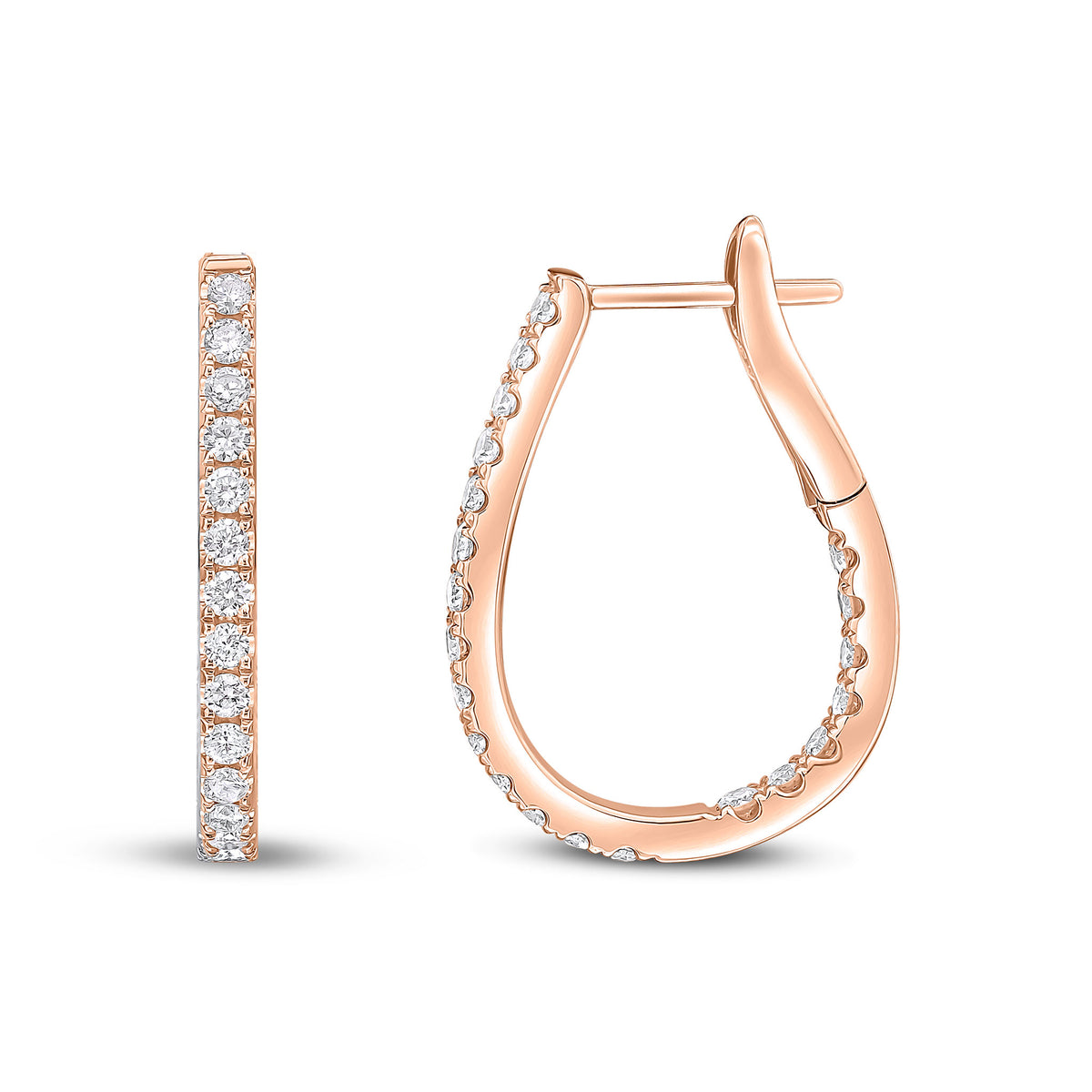 18rg Diamond Horseshoe Hoop Earrings