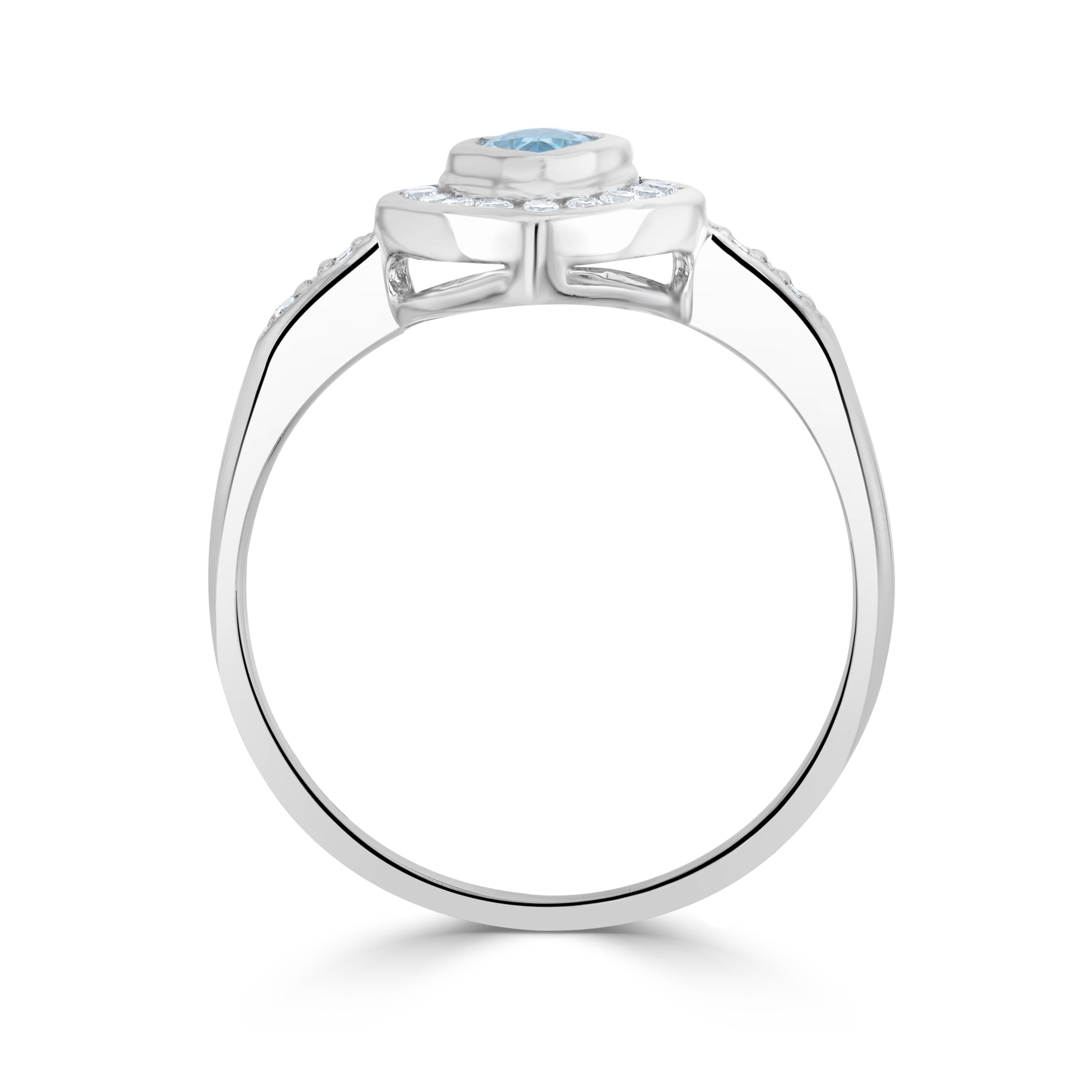 9ct White Gold Marq Aq & Diamond Clus Rose Gold