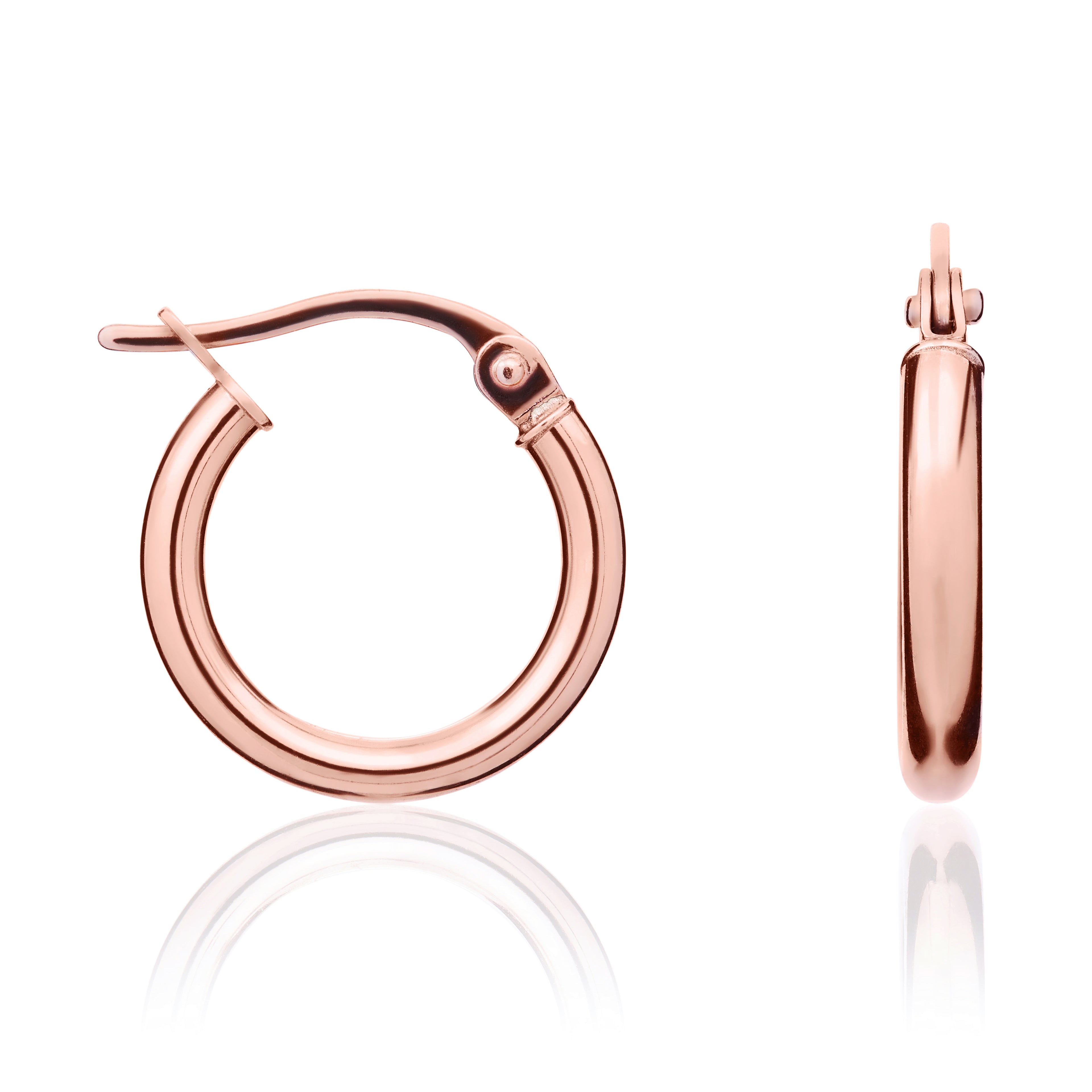 9ct Rose Gold Polished Round Hoop Earrings
