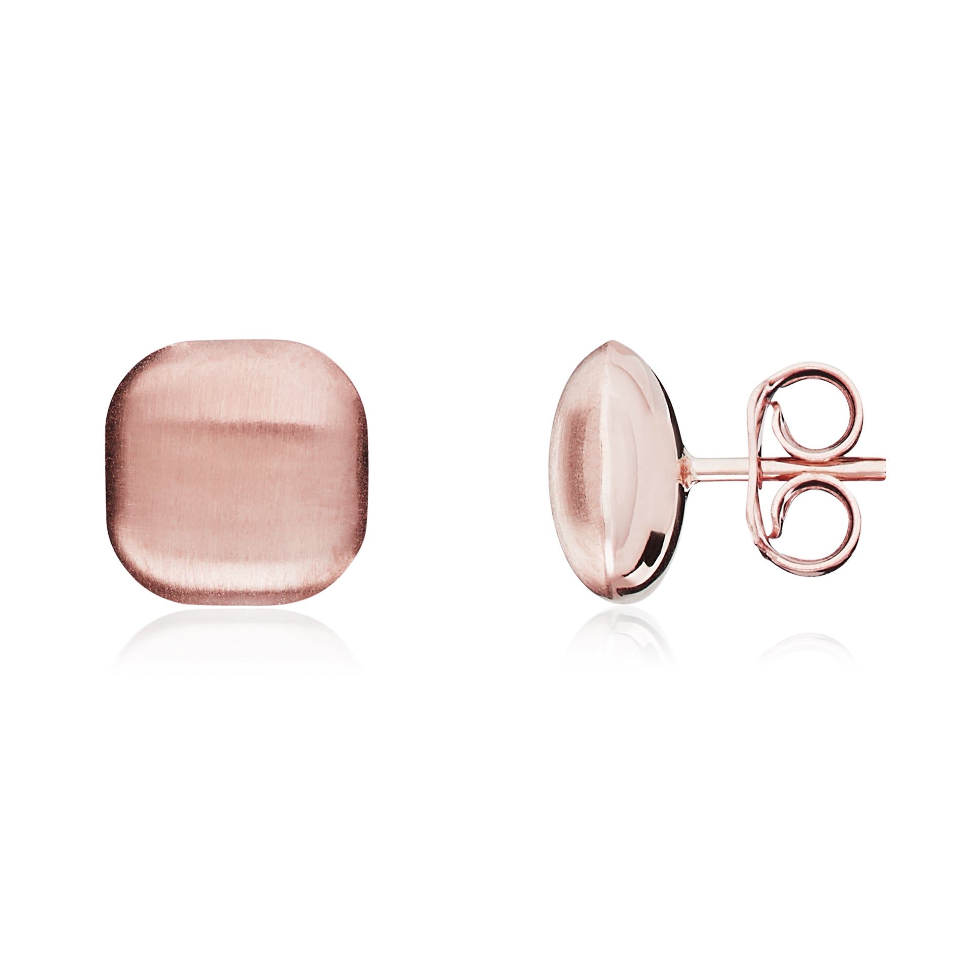 9ct Rose Gold Satin Cushion Stud Earrings