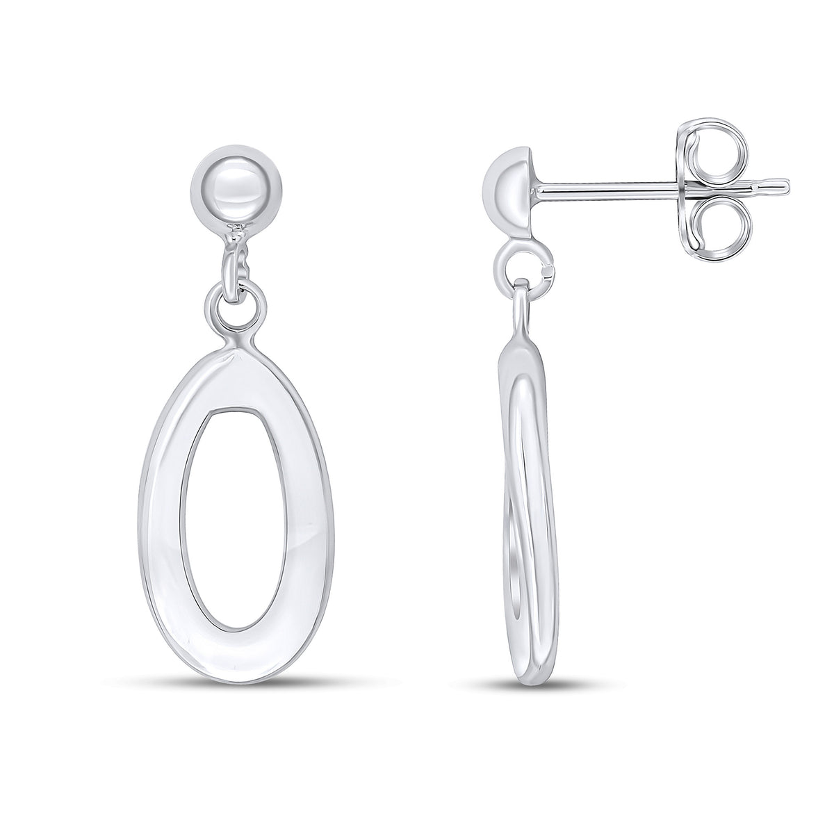 9ct White Gold Open Pear Drop Earrings