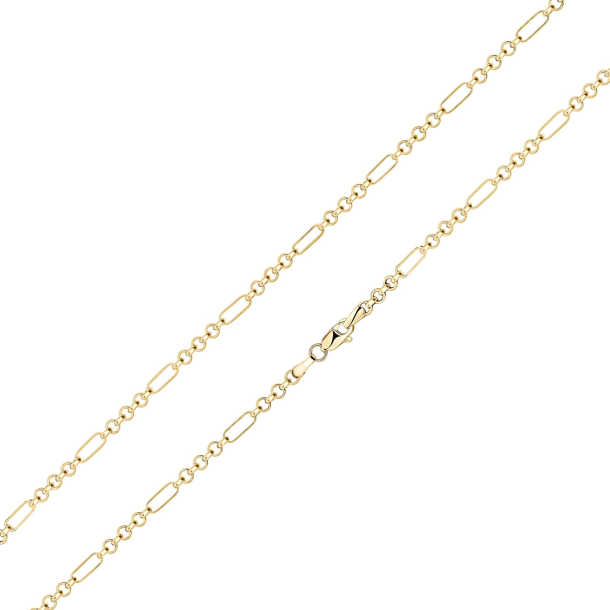 9ct Yellow Gold 3mm Long Short Fig 7.5