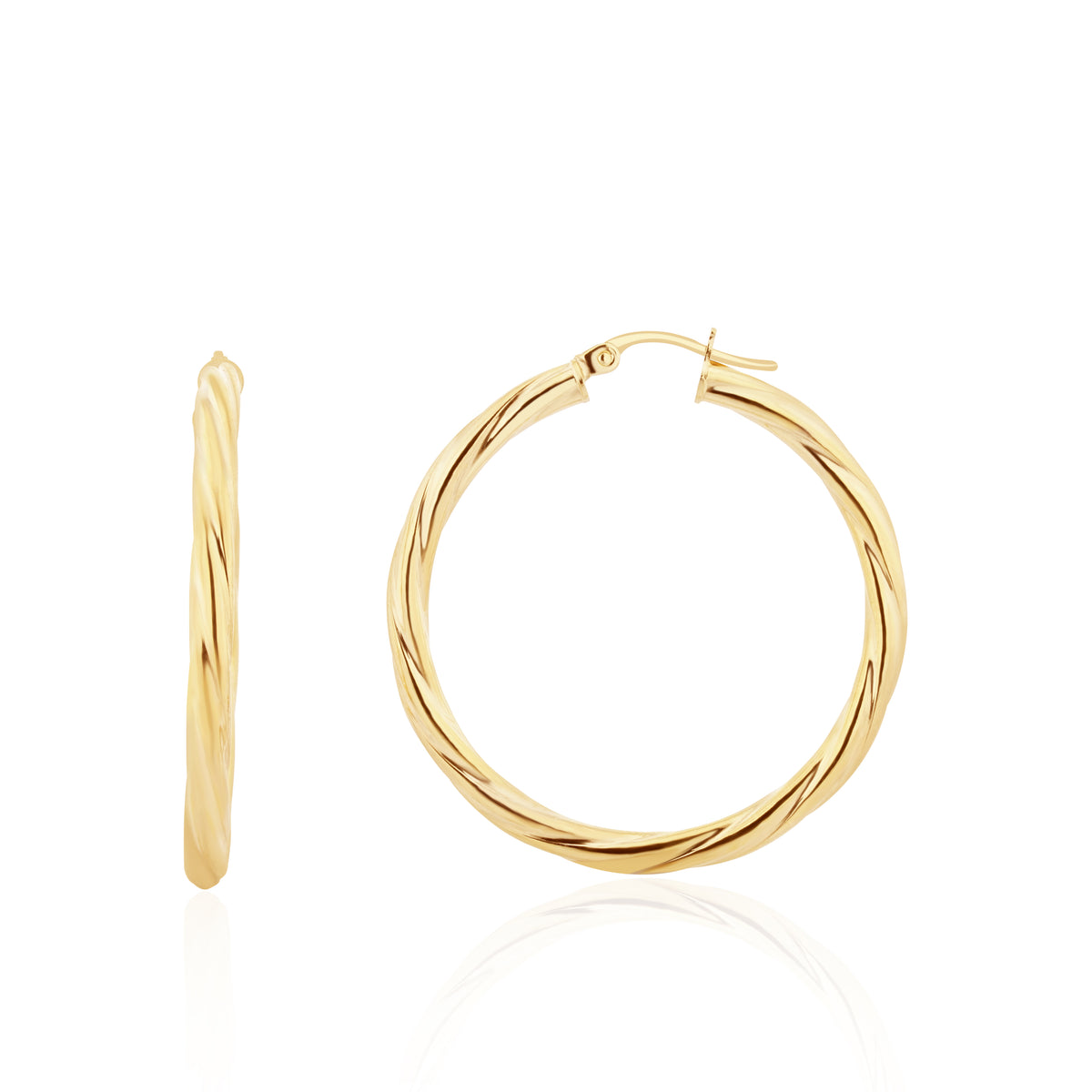 9ct Yellow Gold Twisted Tube Hoop Earrings
