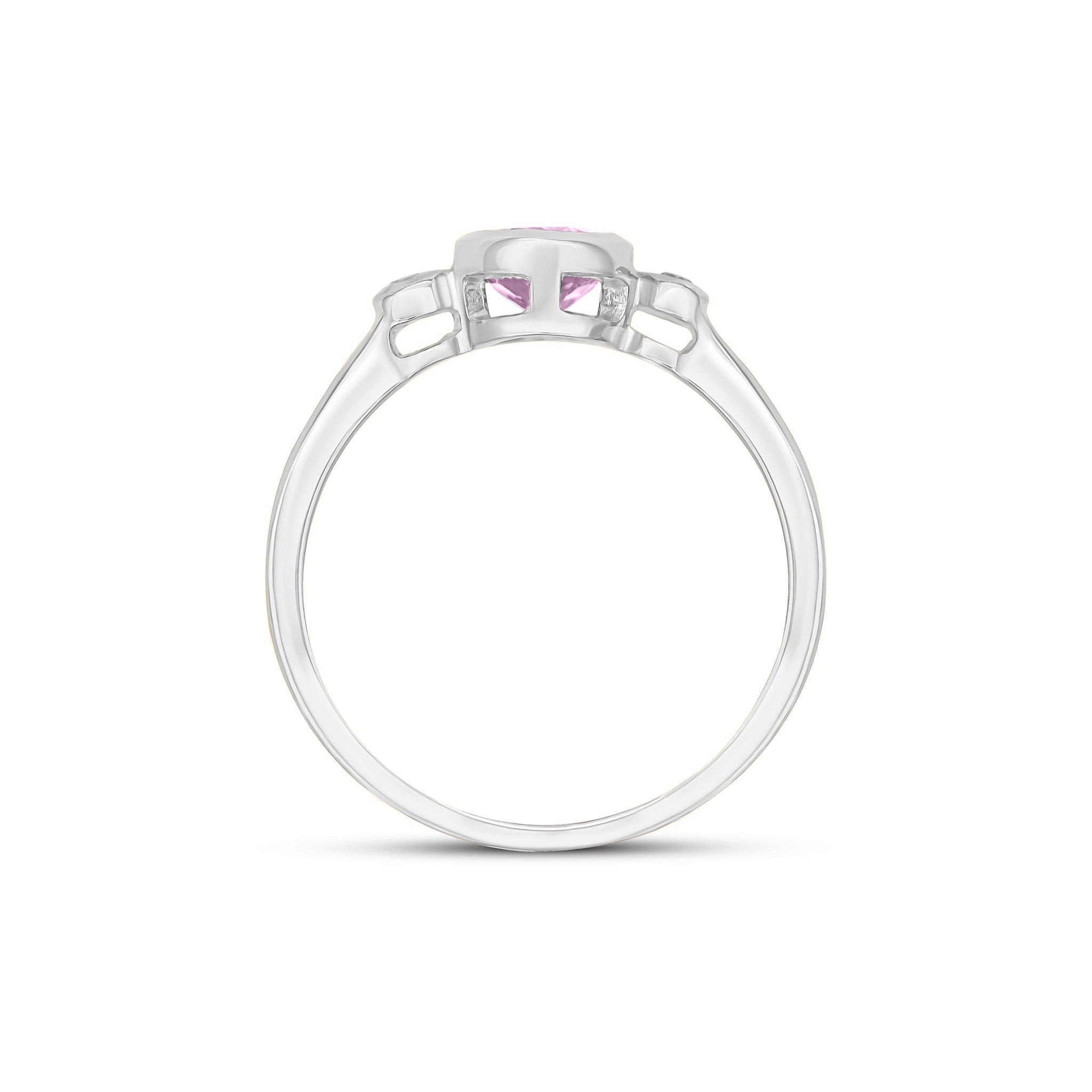 9CT WG 7X5 OVAL PINK TOURMALINE AND ROUND DIAMOND 3ST RUBOVER RING 1