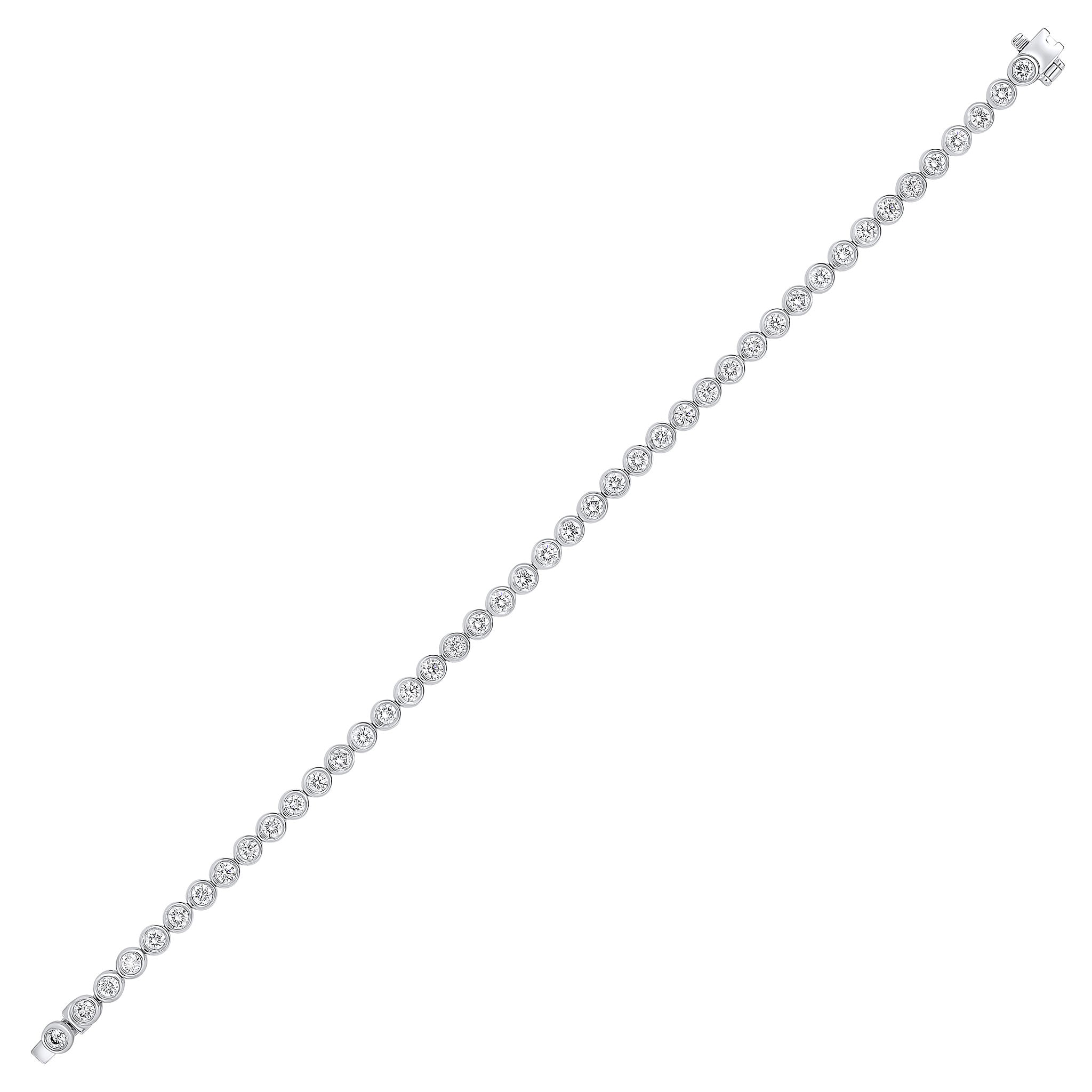18ct White Gold Brilliant Cut Diamond Rubover Line Bracelet 2ct
