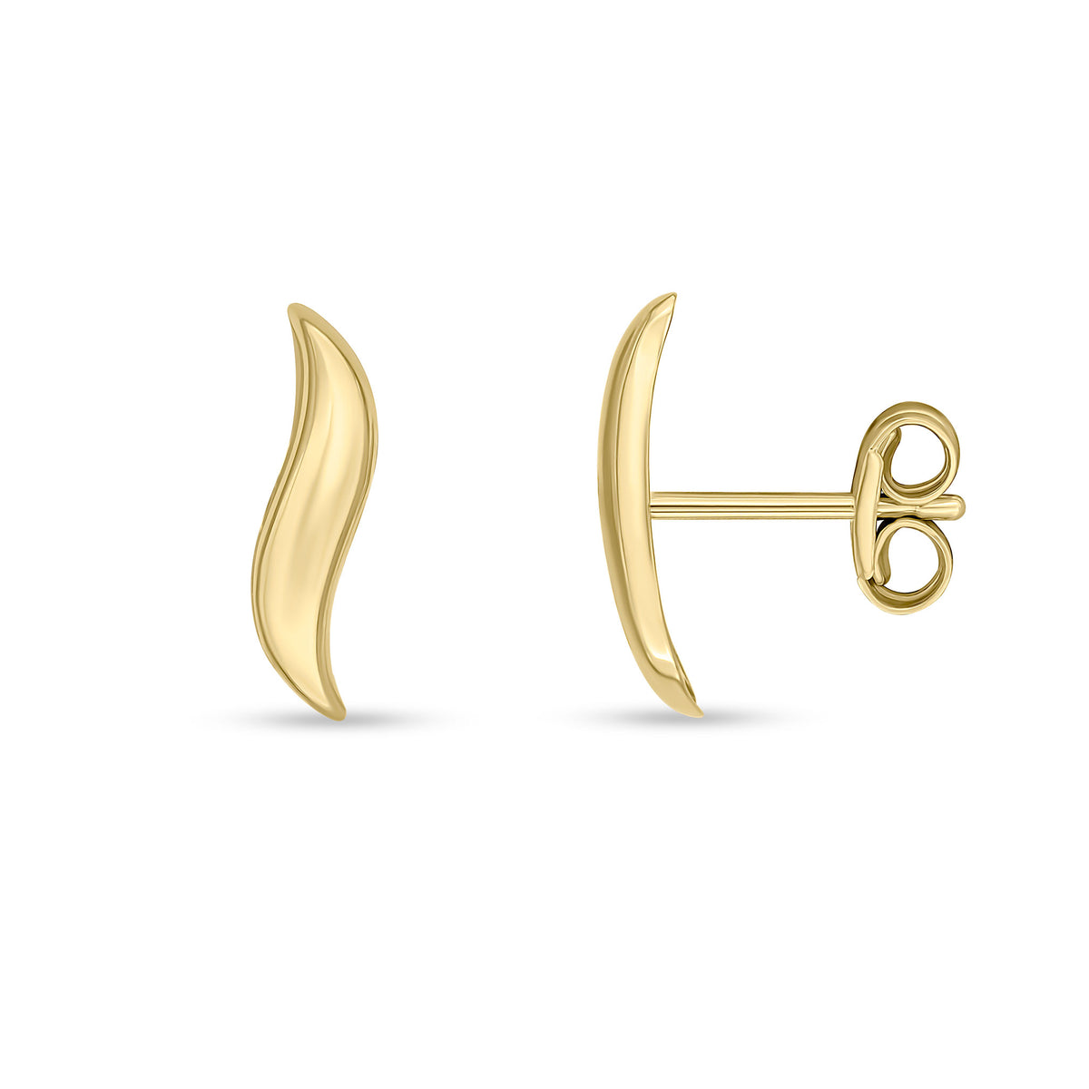 9ct Yellow Gold Polished Wavy Line Design Stud Earrings