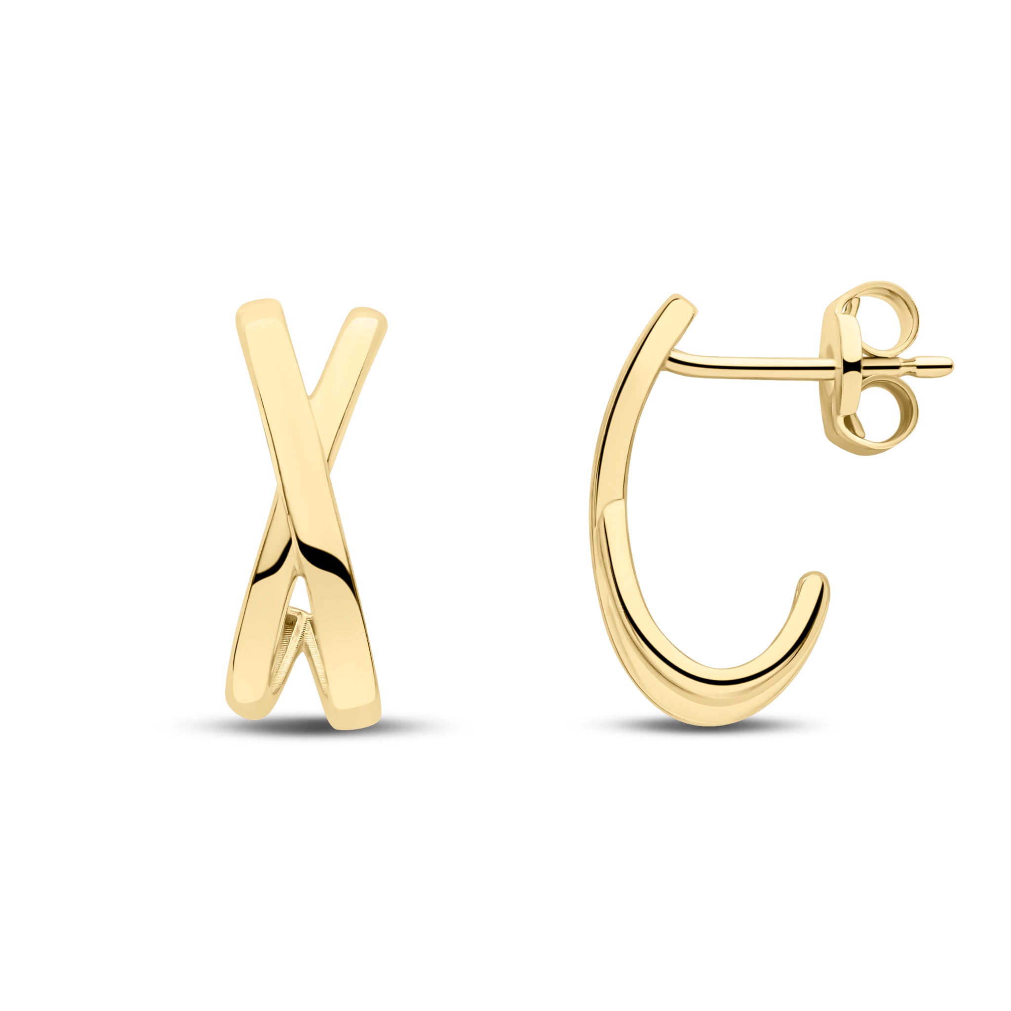 9ct yellow gold Polished X Curved Earrings