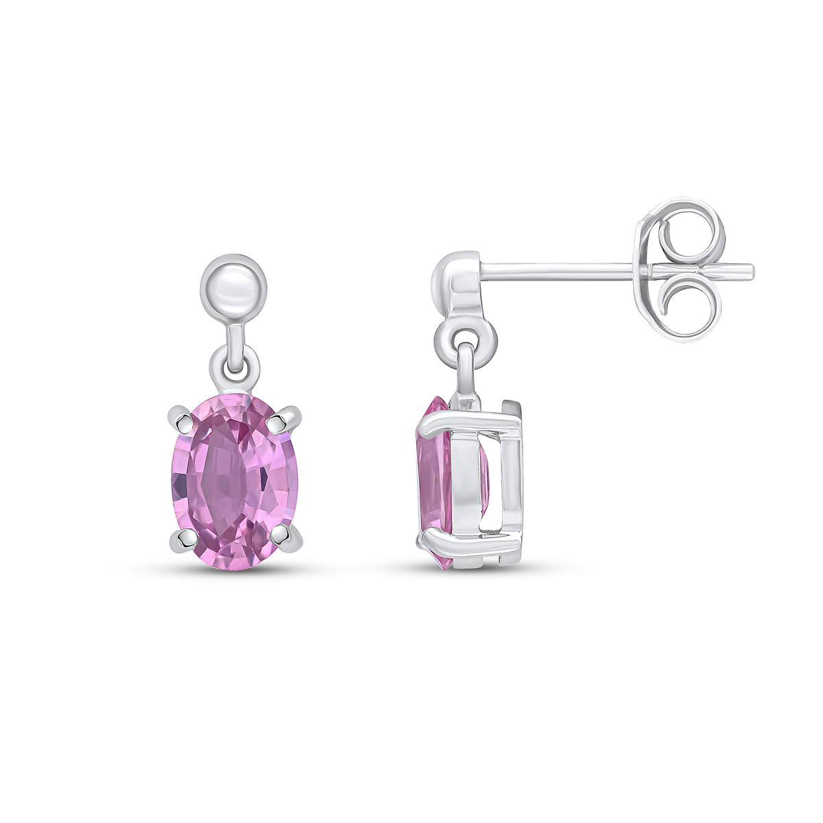 9ct White Gold 7x5 Oval Pink Sapphire Drops Stone Shortage So Can't Order
