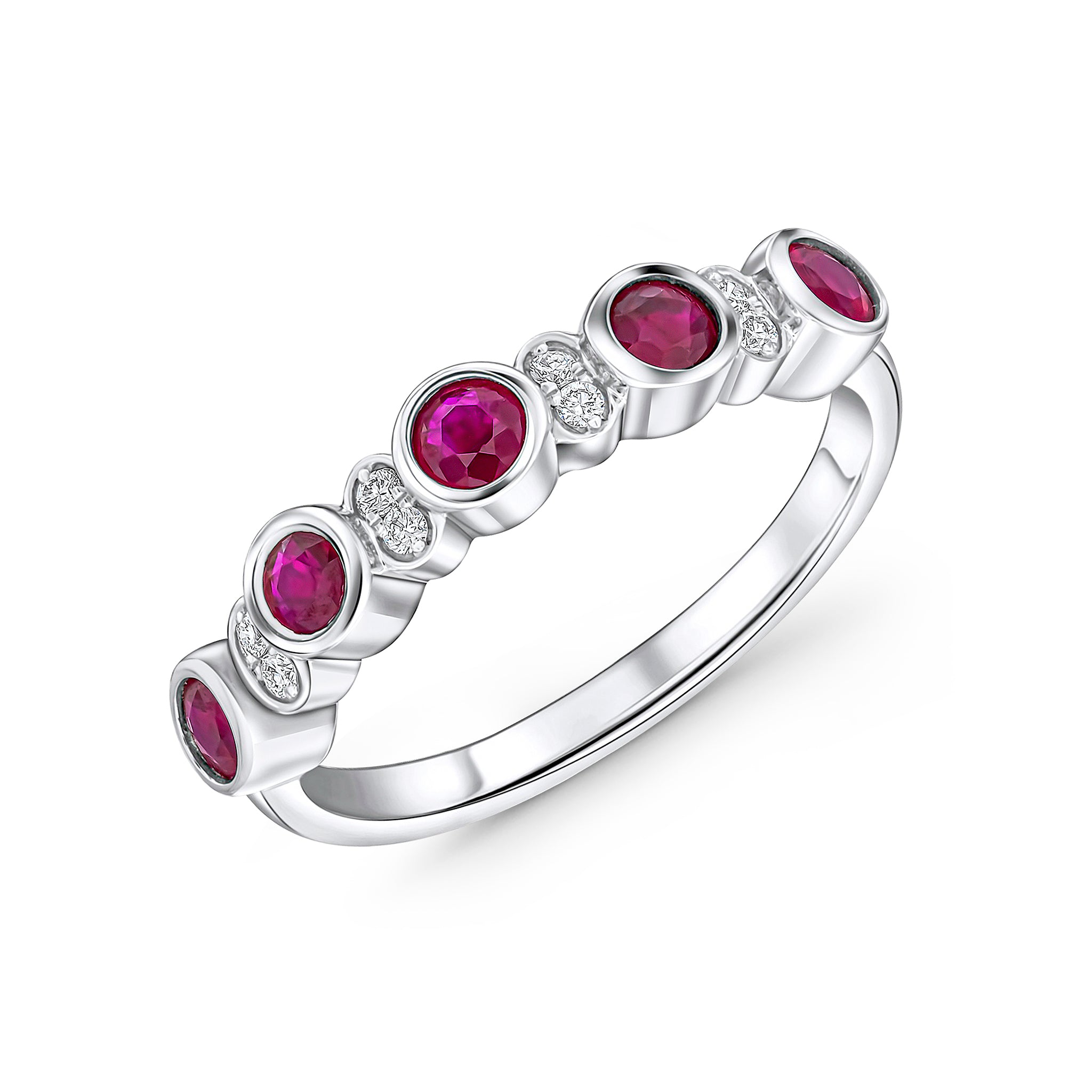 18wg Rd Ruby & Diamond 2 Stone Band