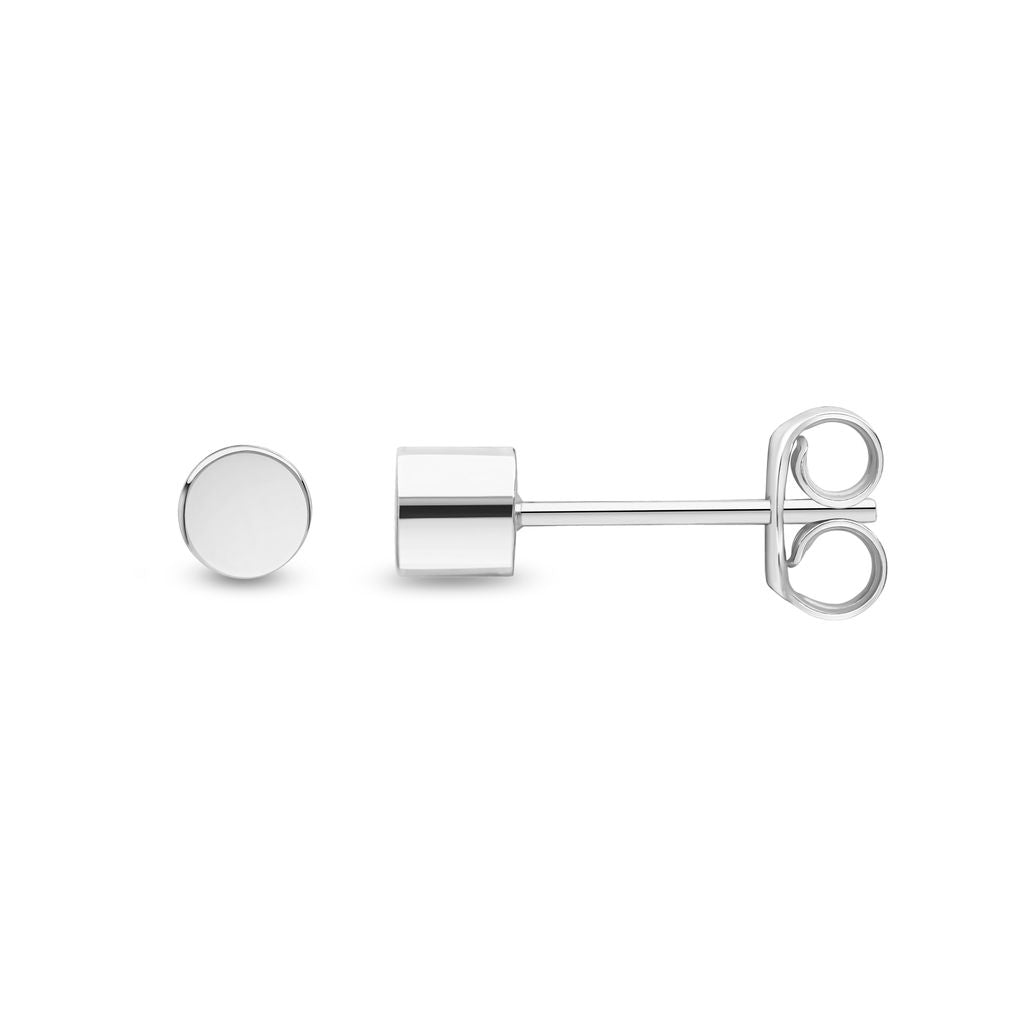 9ct White Gold Polished 4mm Cylinder Shape Stud Earrings