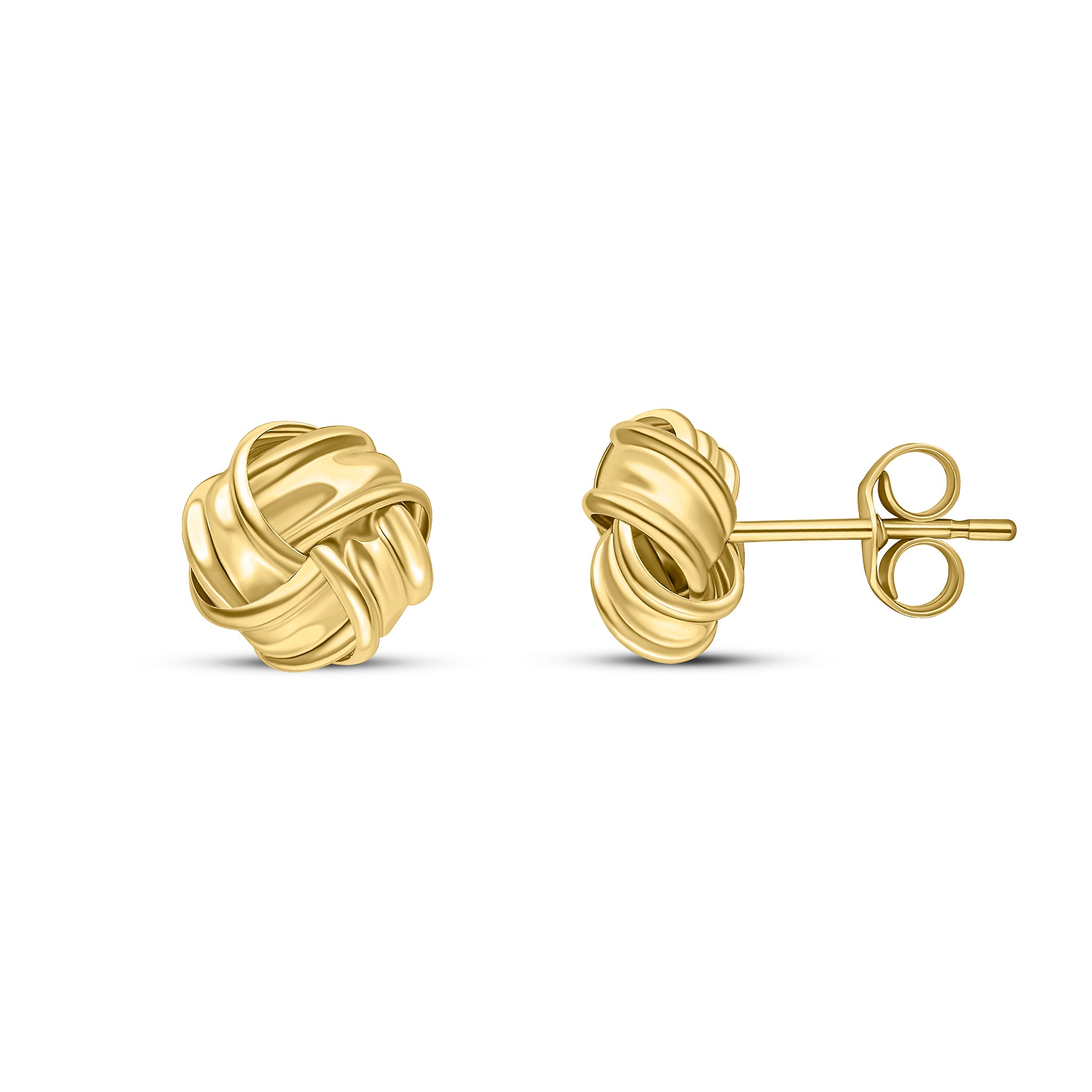 9 Carat Yellow Gold 8mm 4 Row Elegant Ribbon Knot Earrings