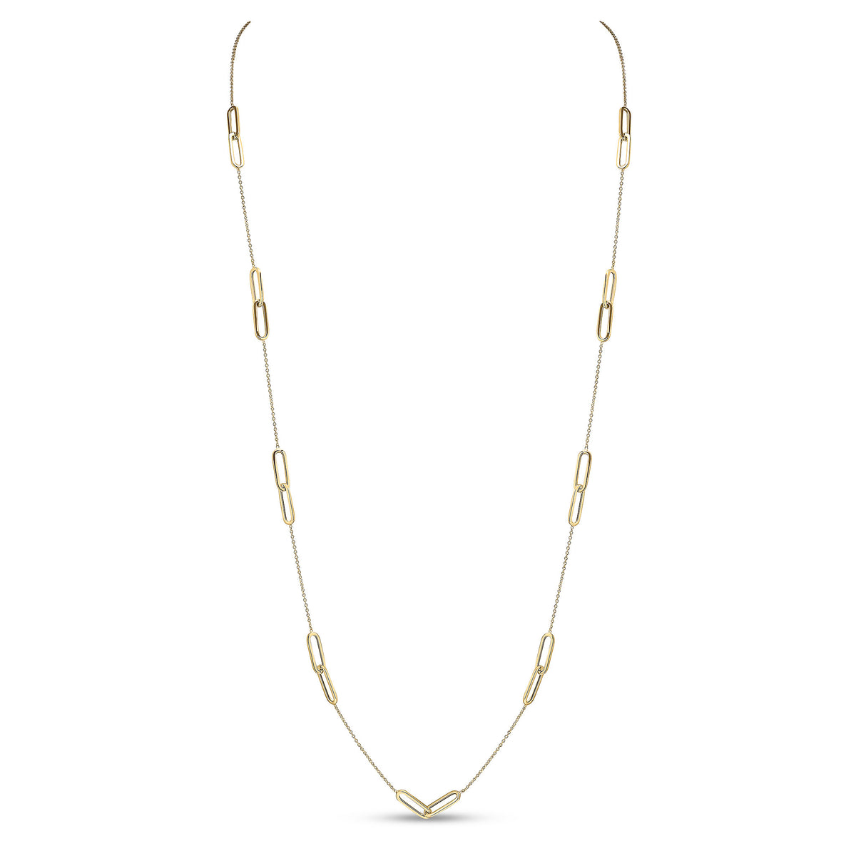 9ct Yellow Gold Chain & Double Open Oval Link Necklace 32 Inch