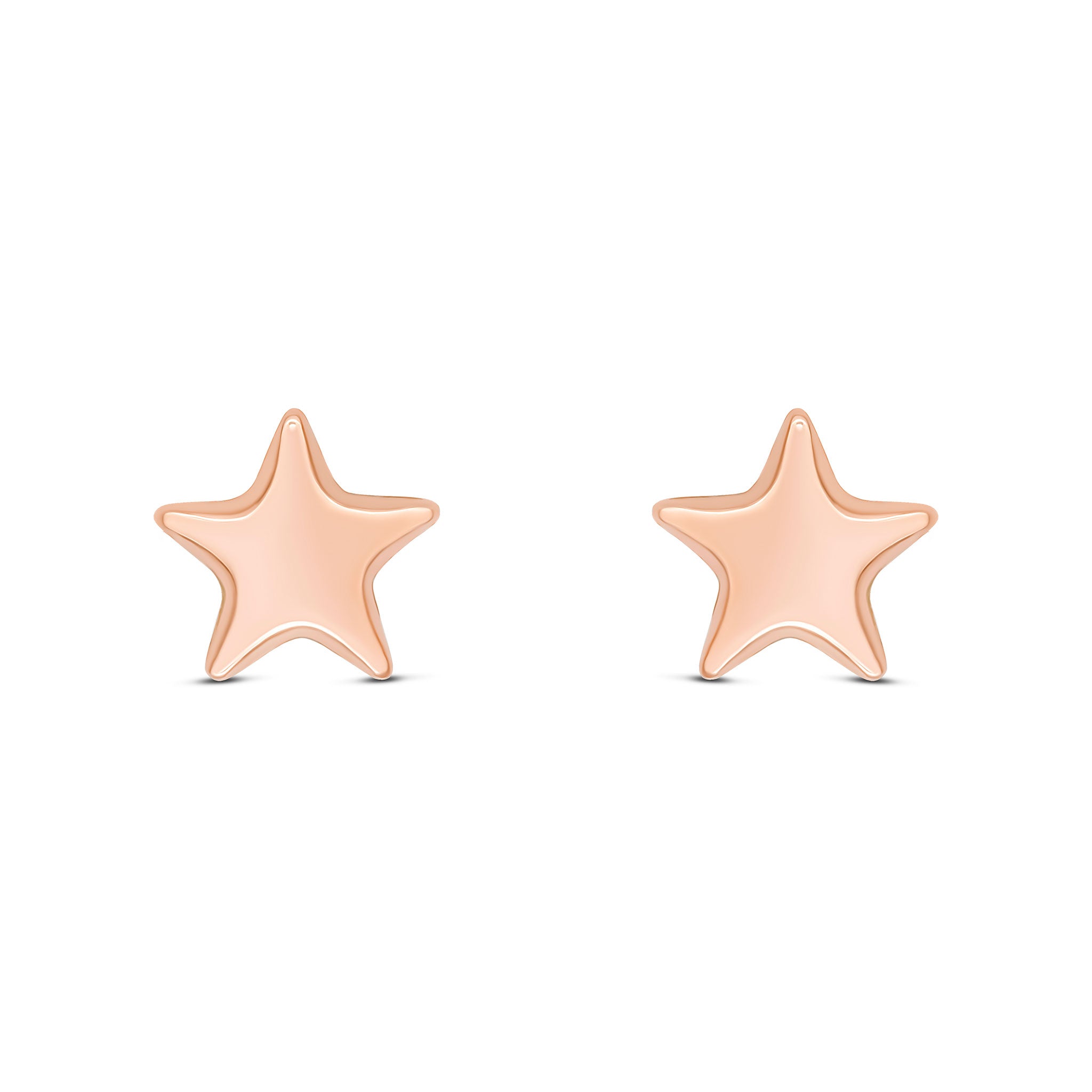 9ct Rose Gold Polished Finish 9mm Star Stud Earrings