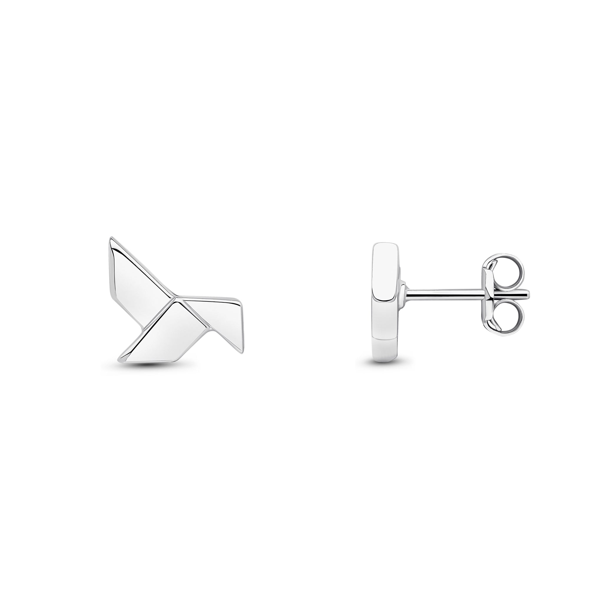 9ct White Gold Large Polished 'origami' Earrings